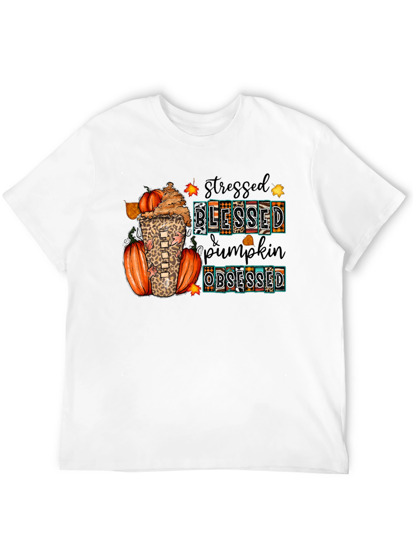 Stressed Blessed Pumpkin Obsessed Fall T-Shirt
