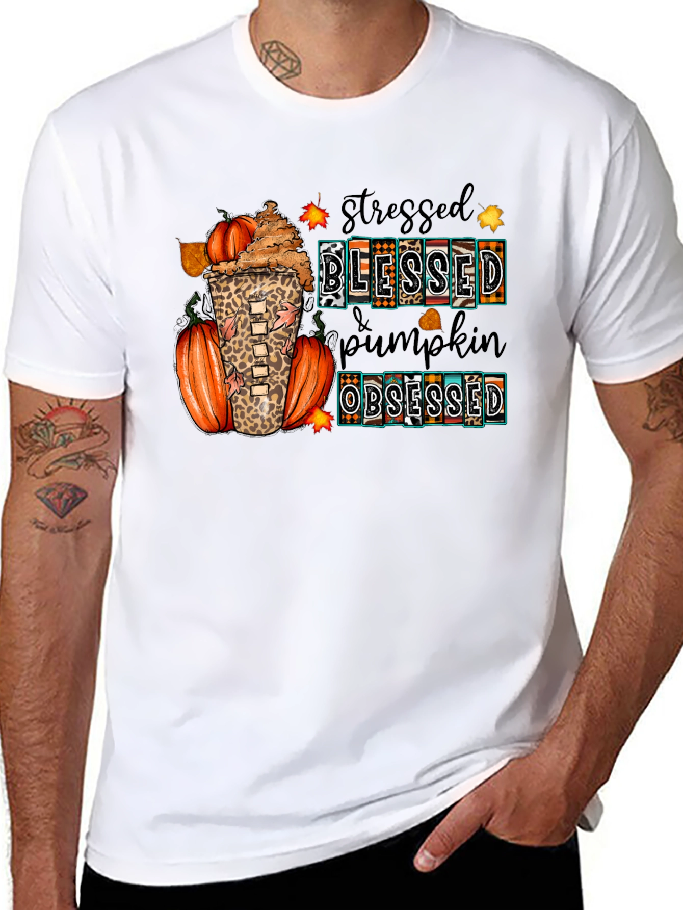 Stressed Blessed Pumpkin Obsessed Fall T-Shirt