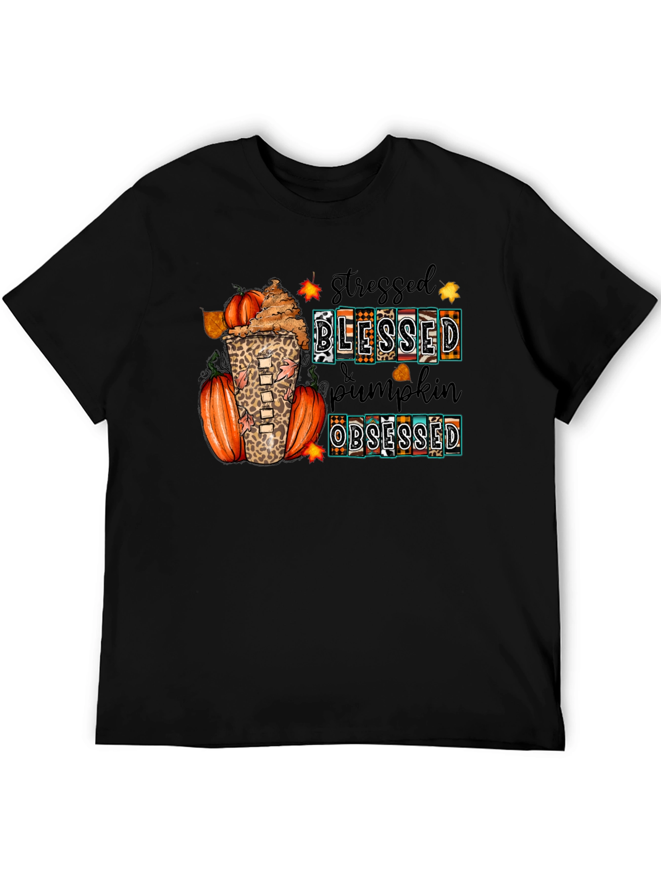 Stressed Blessed Pumpkin Obsessed Fall T-Shirt