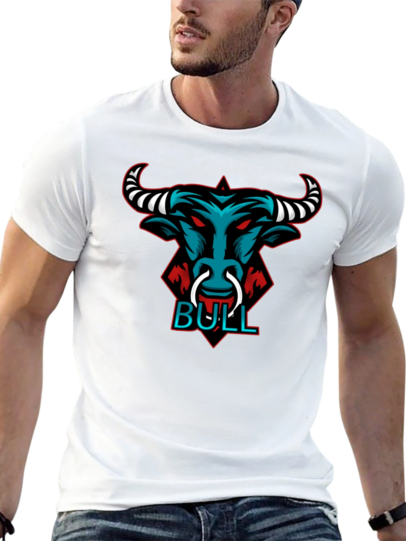 Bull Graphic Tee - Black Crewneck T-Shirt