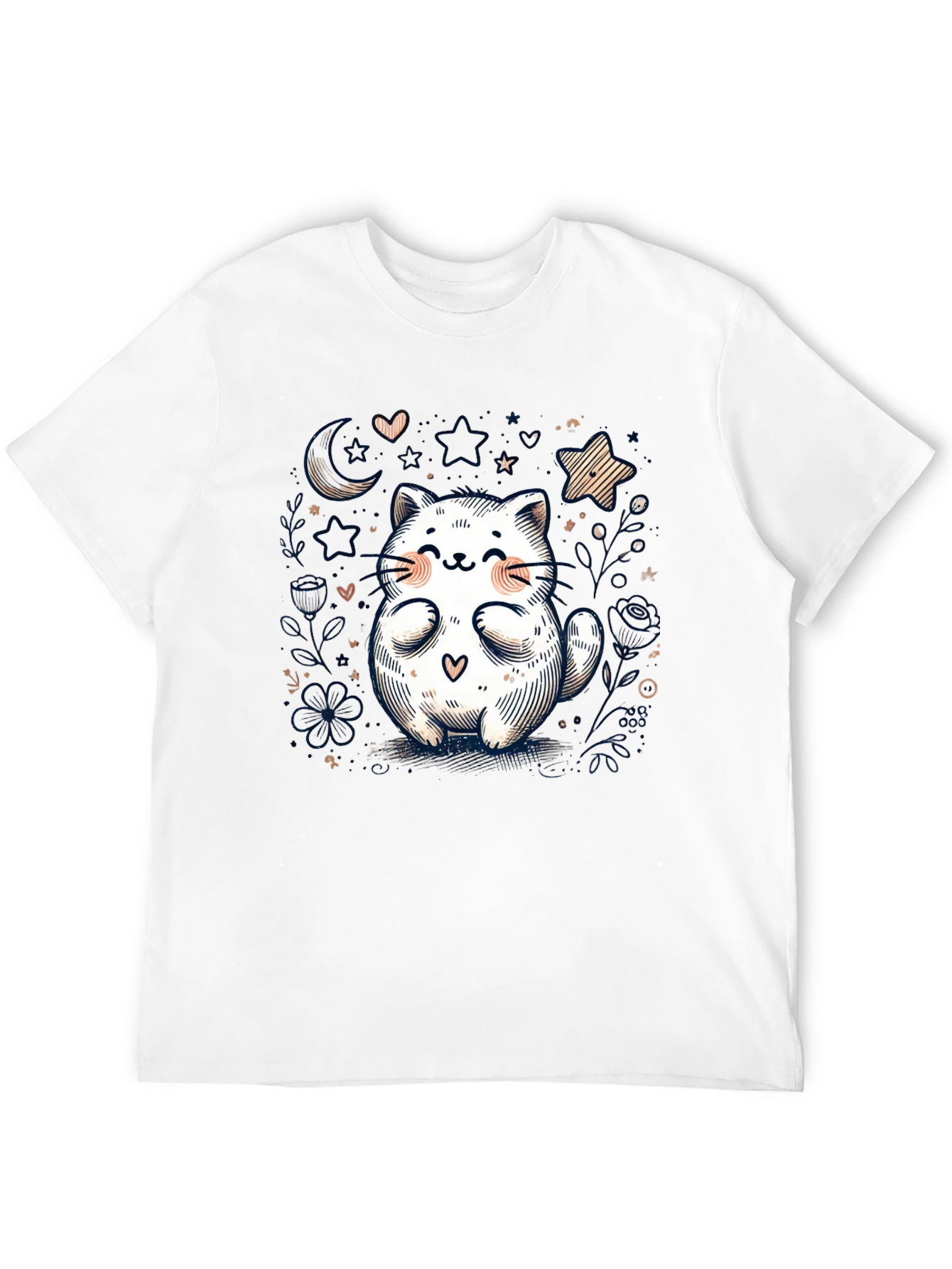 Cute Cat Graphic Tee - Whimsical Kawaii Design