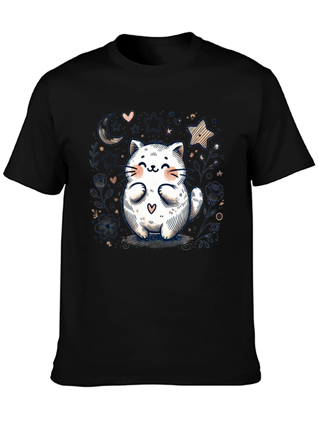 Cute Cat Graphic Tee - Whimsical Kawaii Design