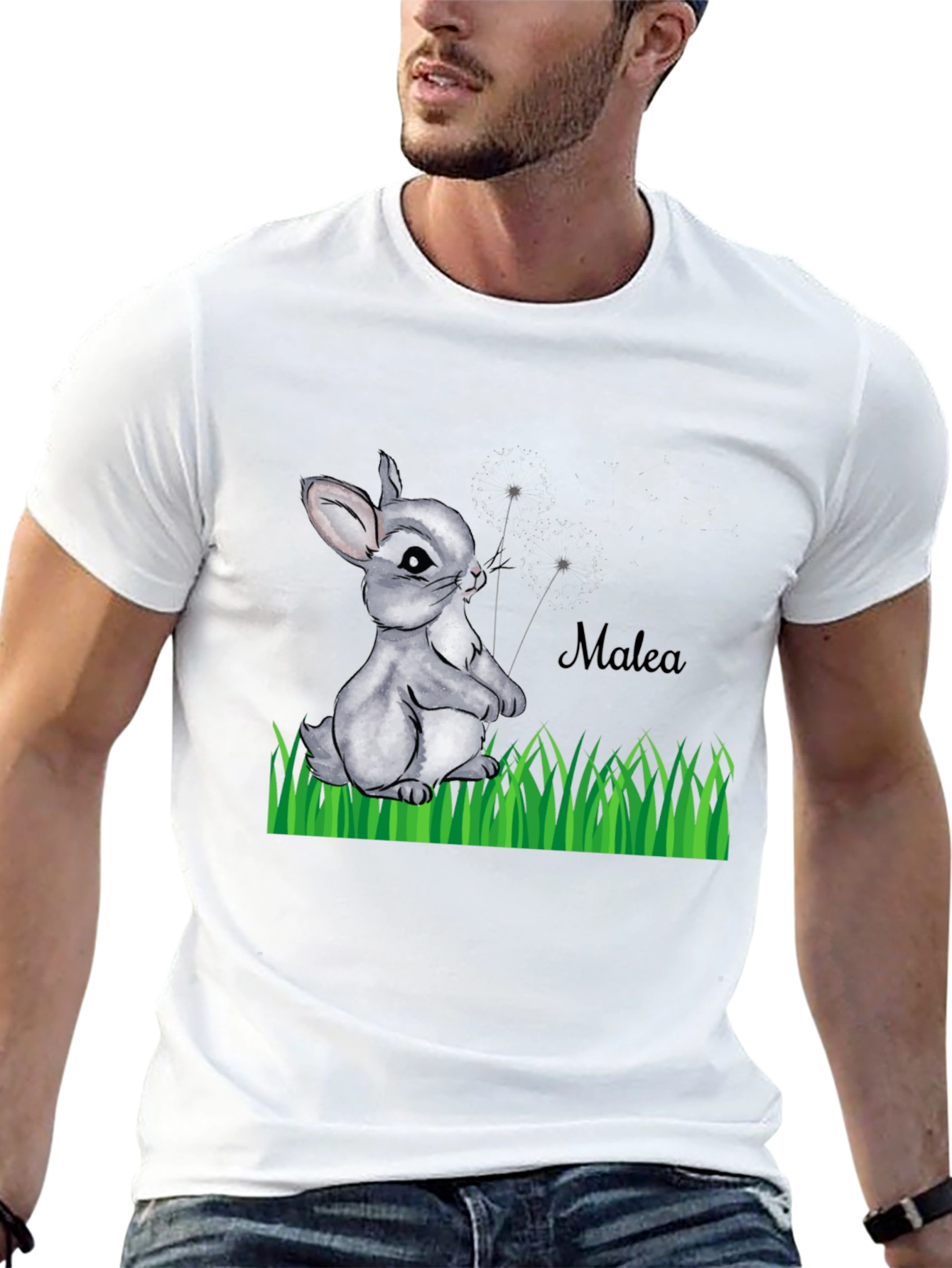 Bunny Rabbit Personalized Black T-Shirt