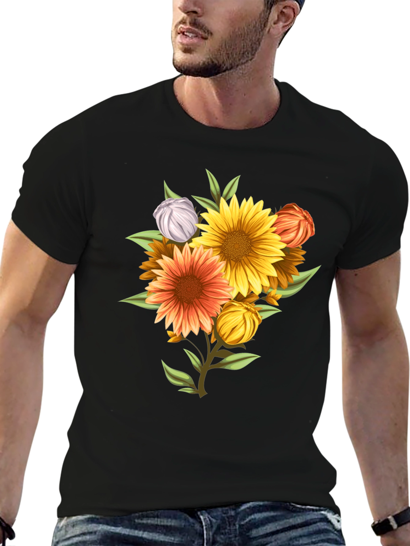 Floral T-Shirt: Vibrant Sunflower Design