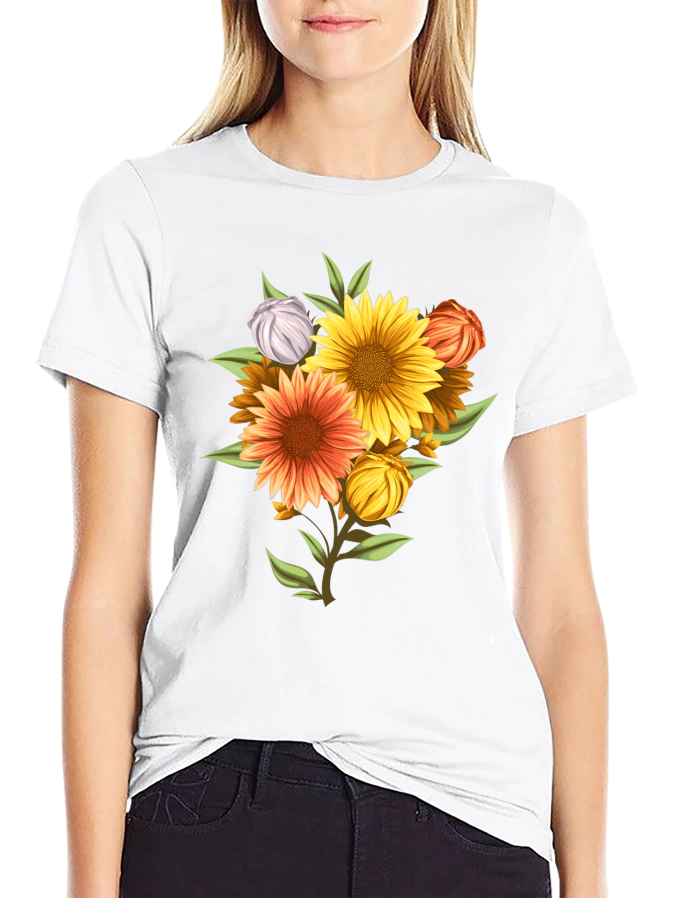 Floral T-Shirt: Vibrant Sunflower Design