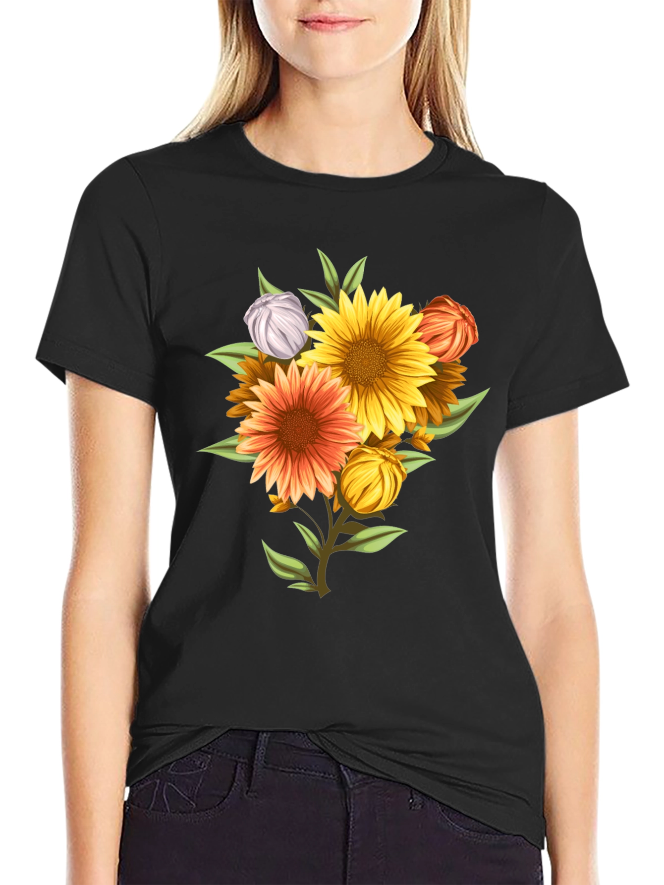 Floral T-Shirt: Vibrant Sunflower Design