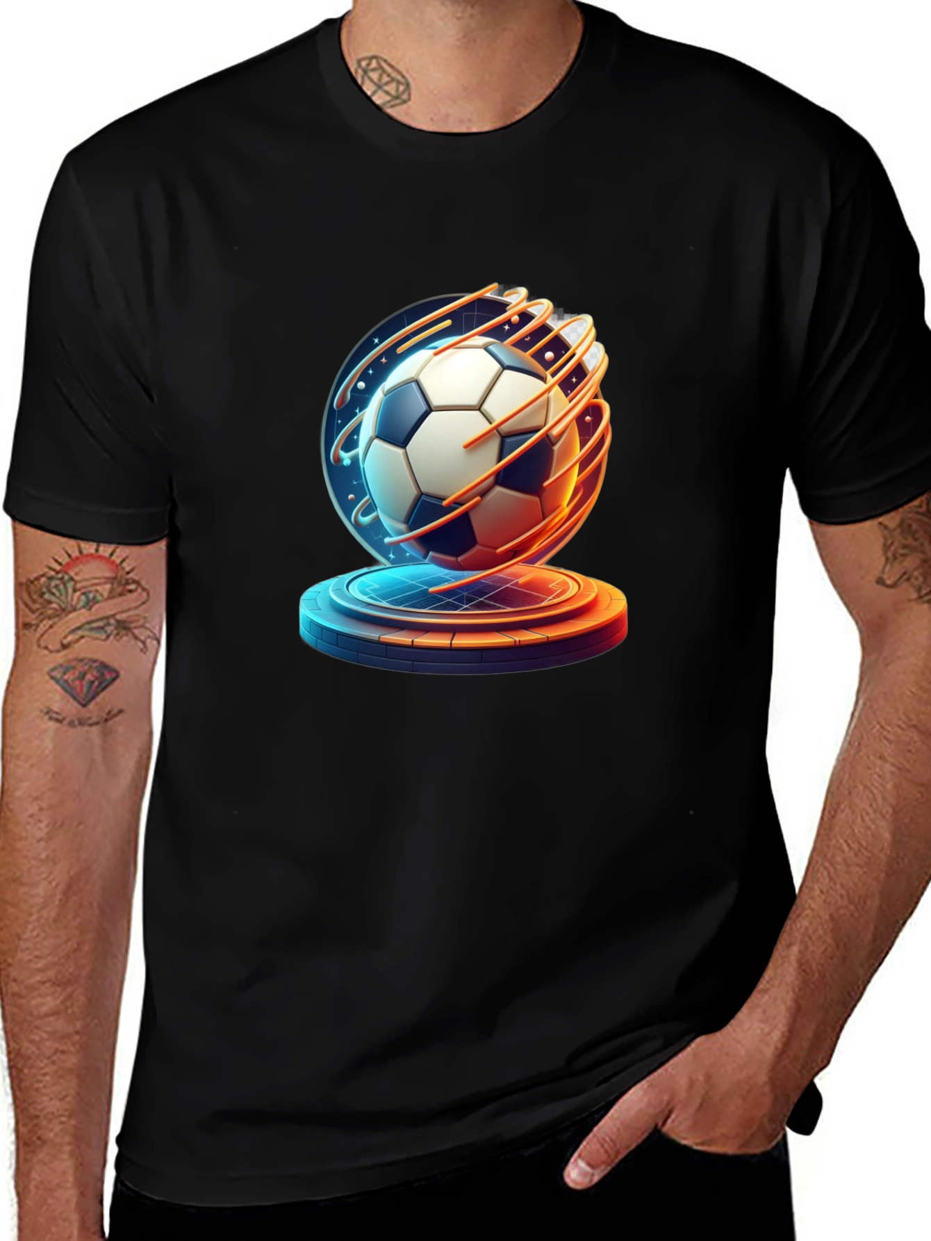 Futuristic Soccer Ball Graphic Tee - Sporty Style