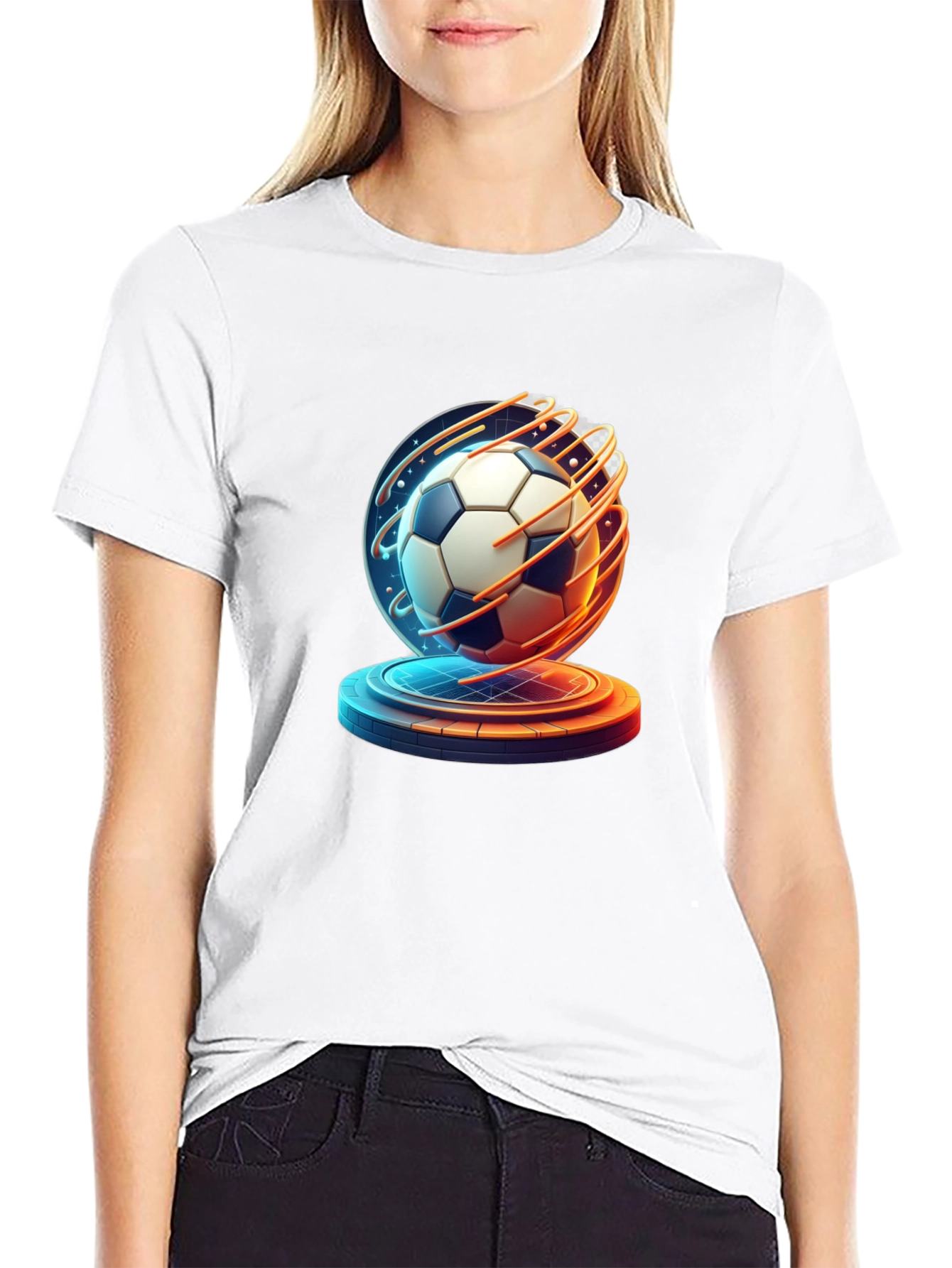 Futuristic Soccer Ball Graphic Tee - Sporty Style