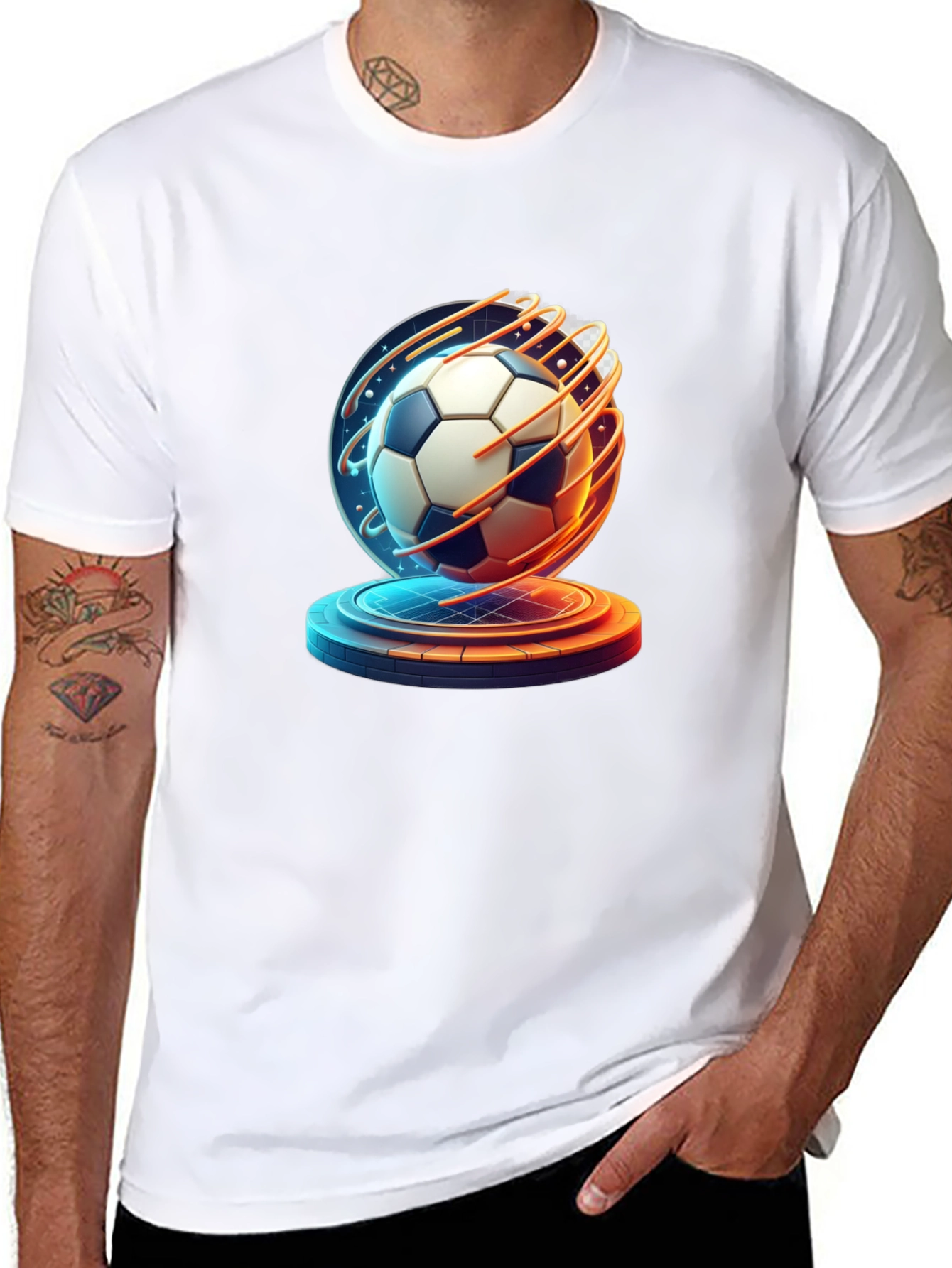 Futuristic Soccer Ball Graphic Tee - Sporty Style