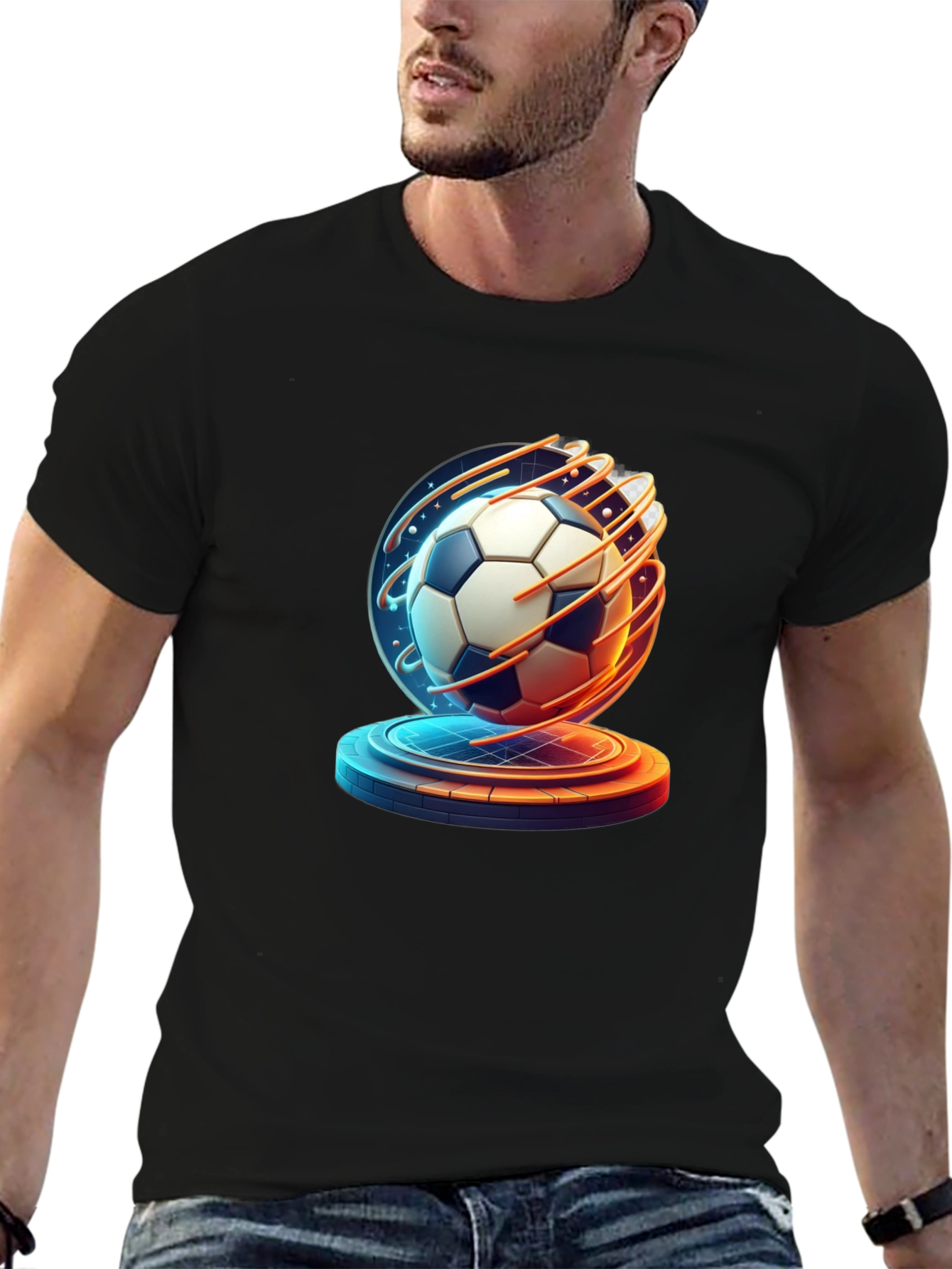 Futuristic Soccer Ball Graphic Tee - Sporty Style
