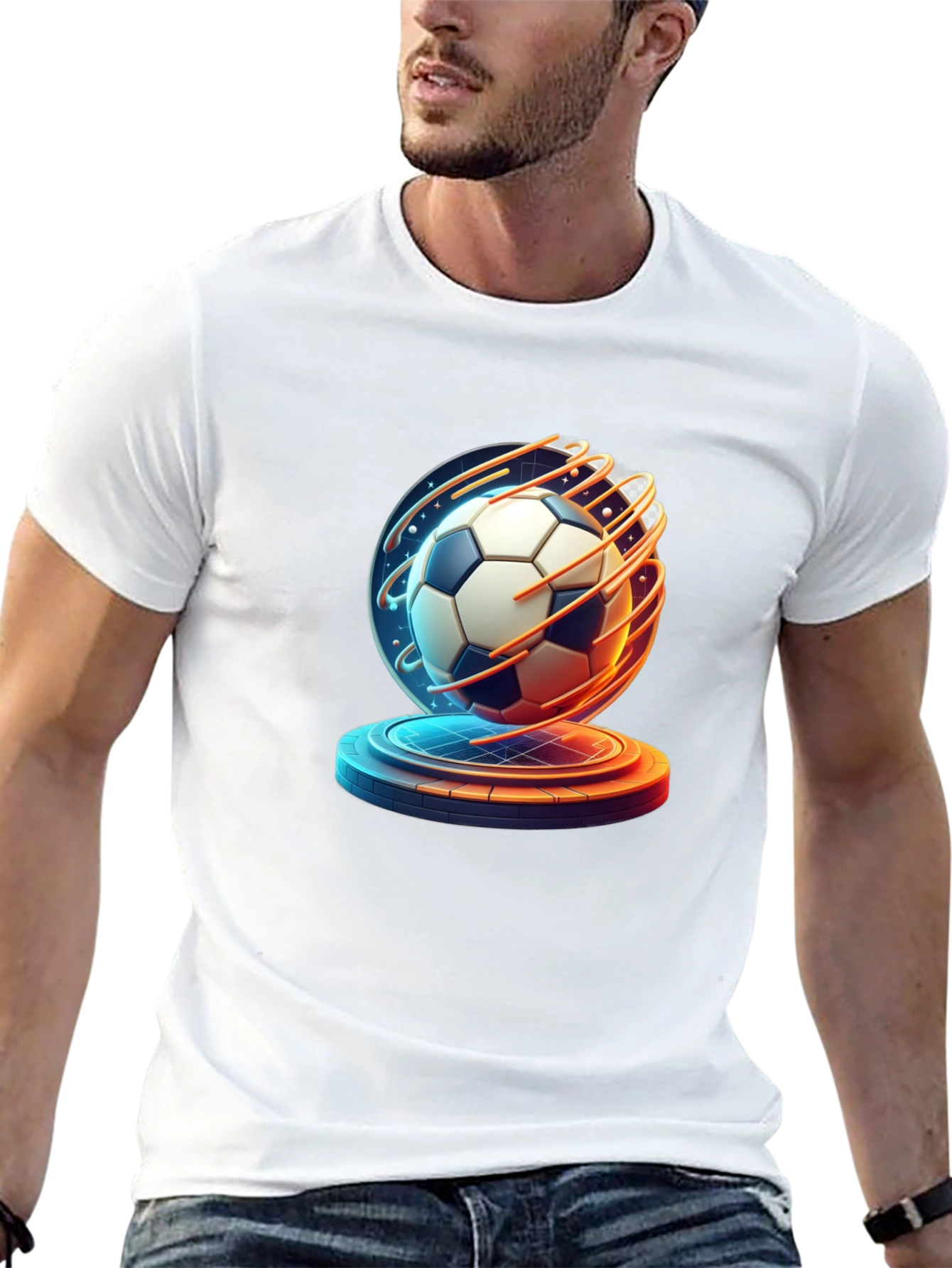 Futuristic Soccer Ball Graphic Tee - Sporty Style