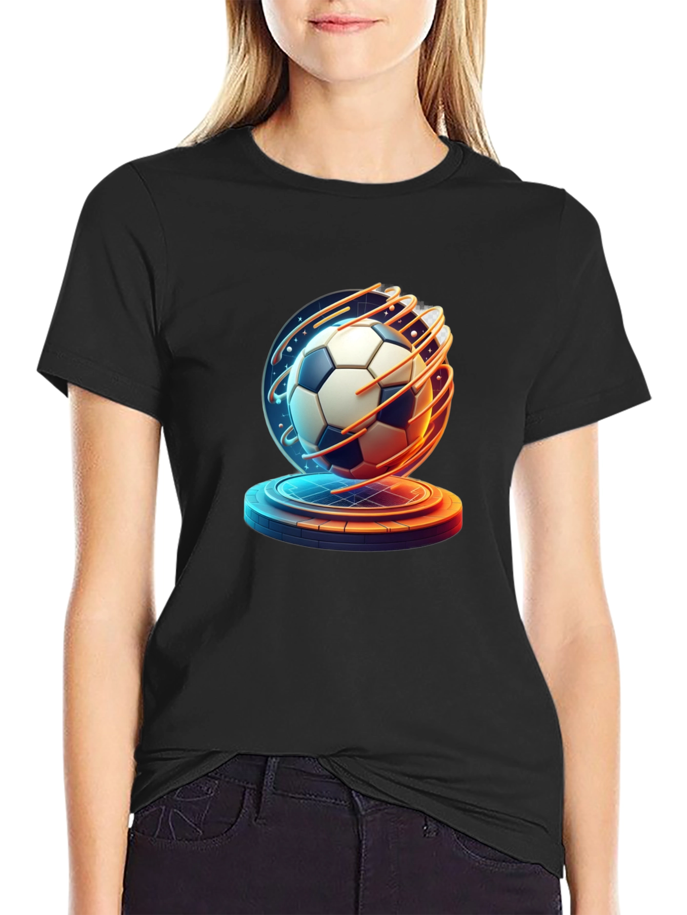 Futuristic Soccer Ball Graphic Tee - Sporty Style