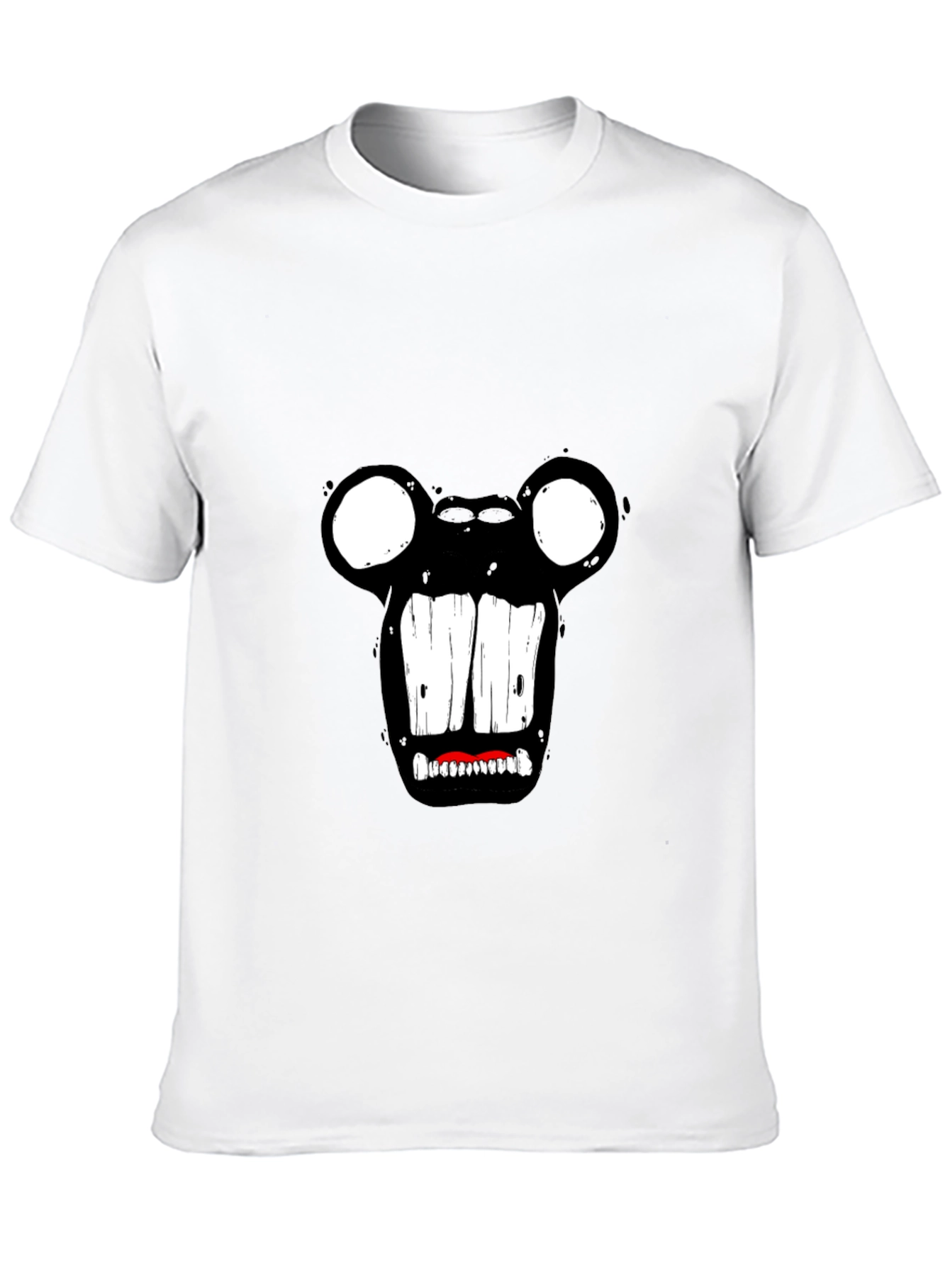Monster Face Graphic Tee - Black Cotton T-Shirt