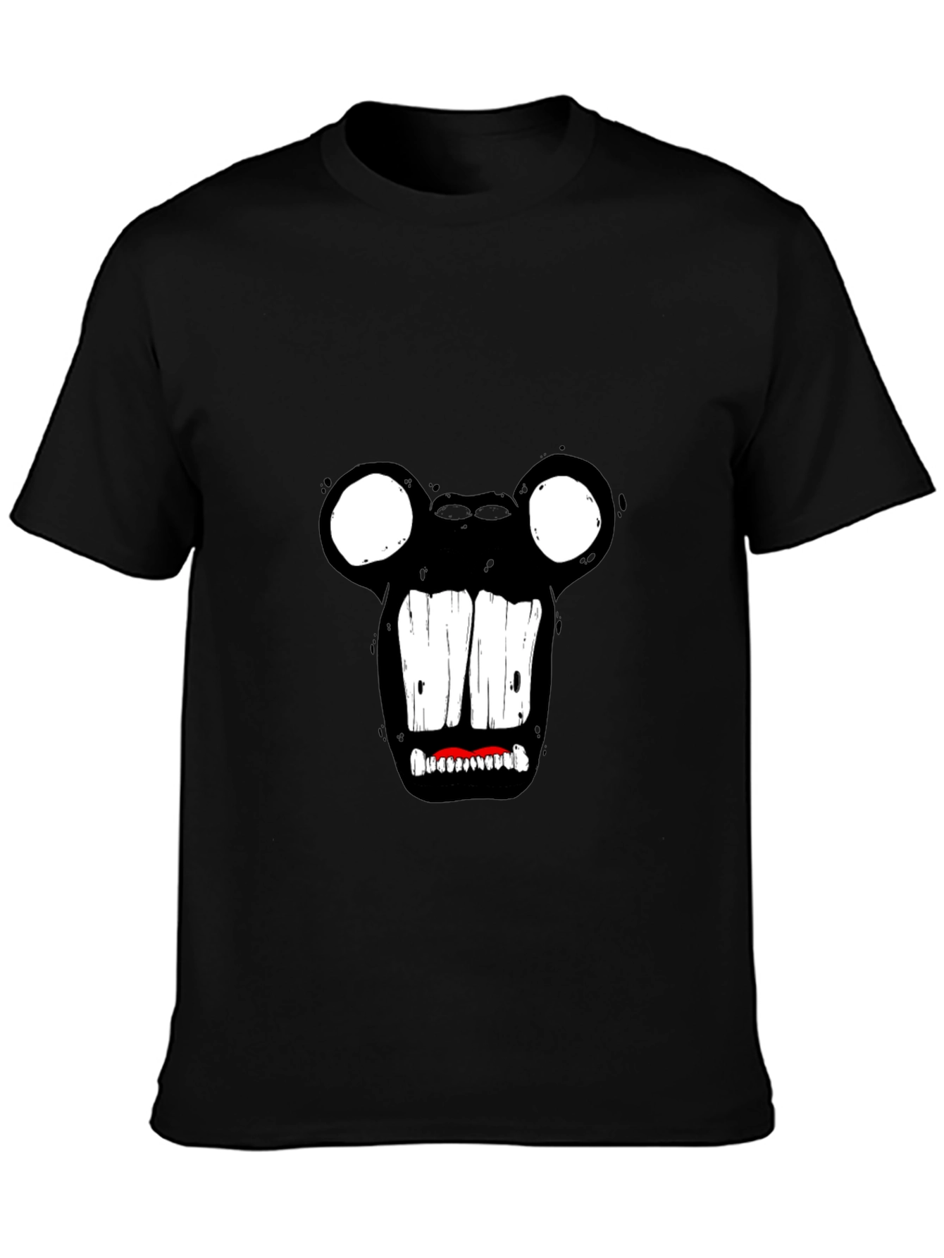 Monster Face Graphic Tee - Black Cotton T-Shirt