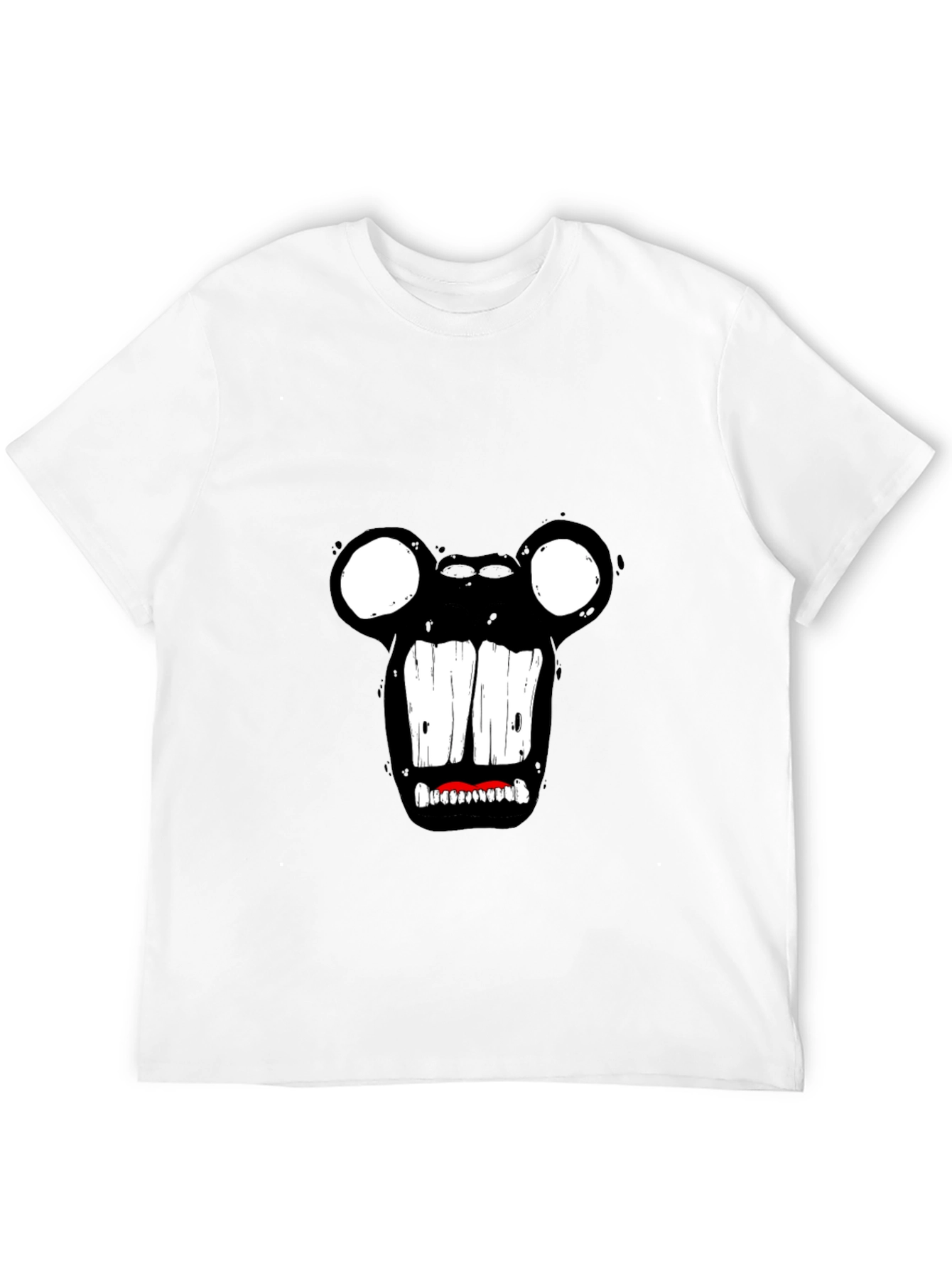 Monster Face Graphic Tee - Black Cotton T-Shirt