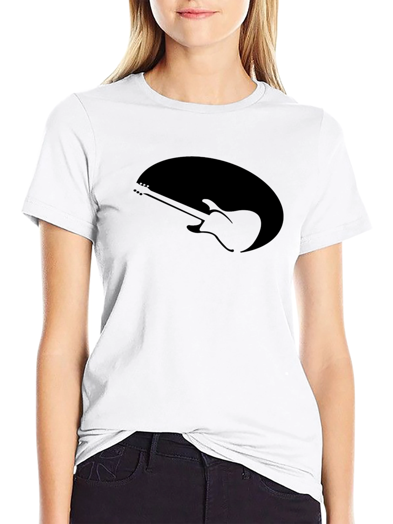 Black Guitar Graphic Tee - Music Lovers T-Shirt