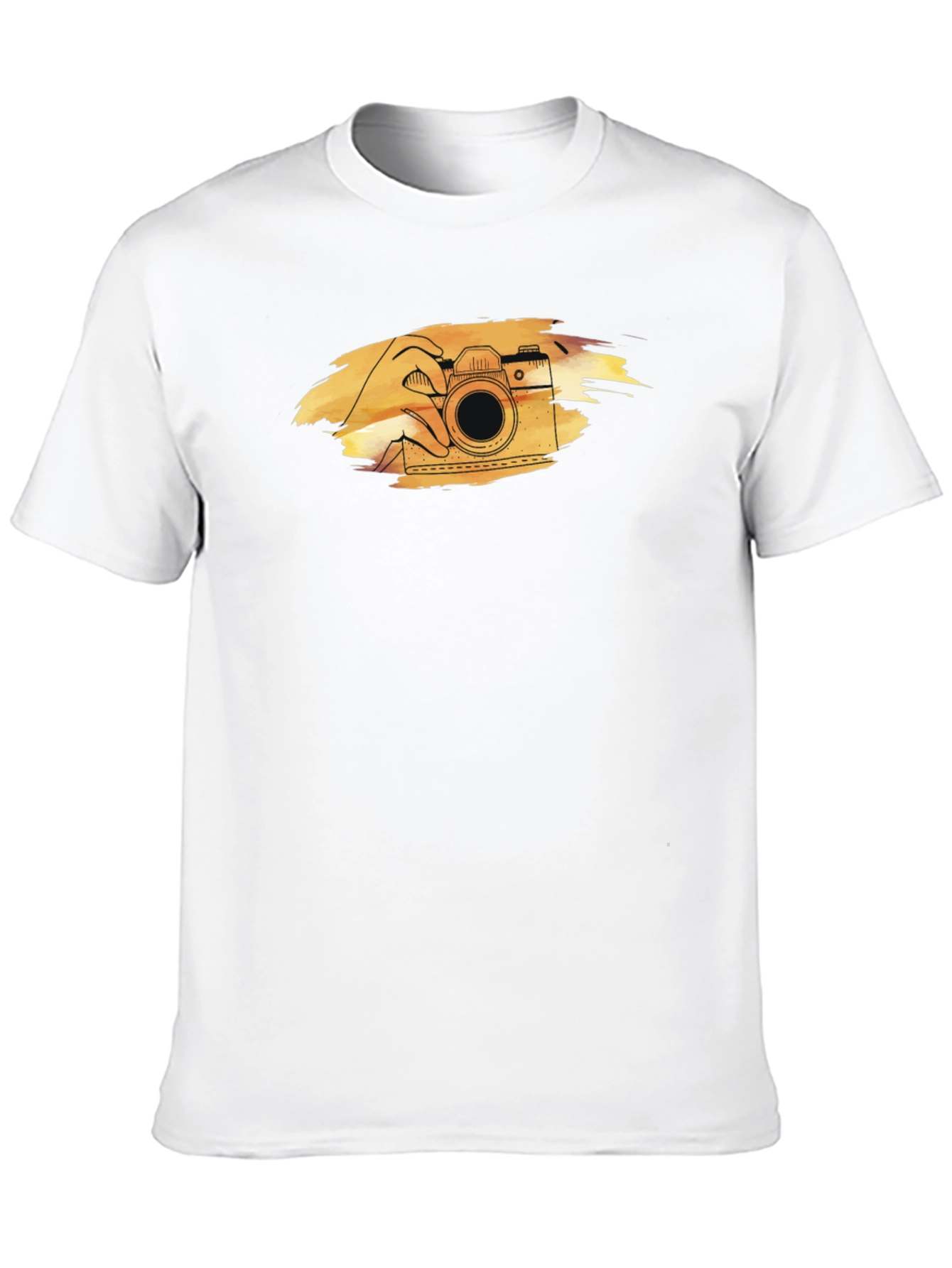 Retro Camera Graphic Tee - Black Cotton T-Shirt
