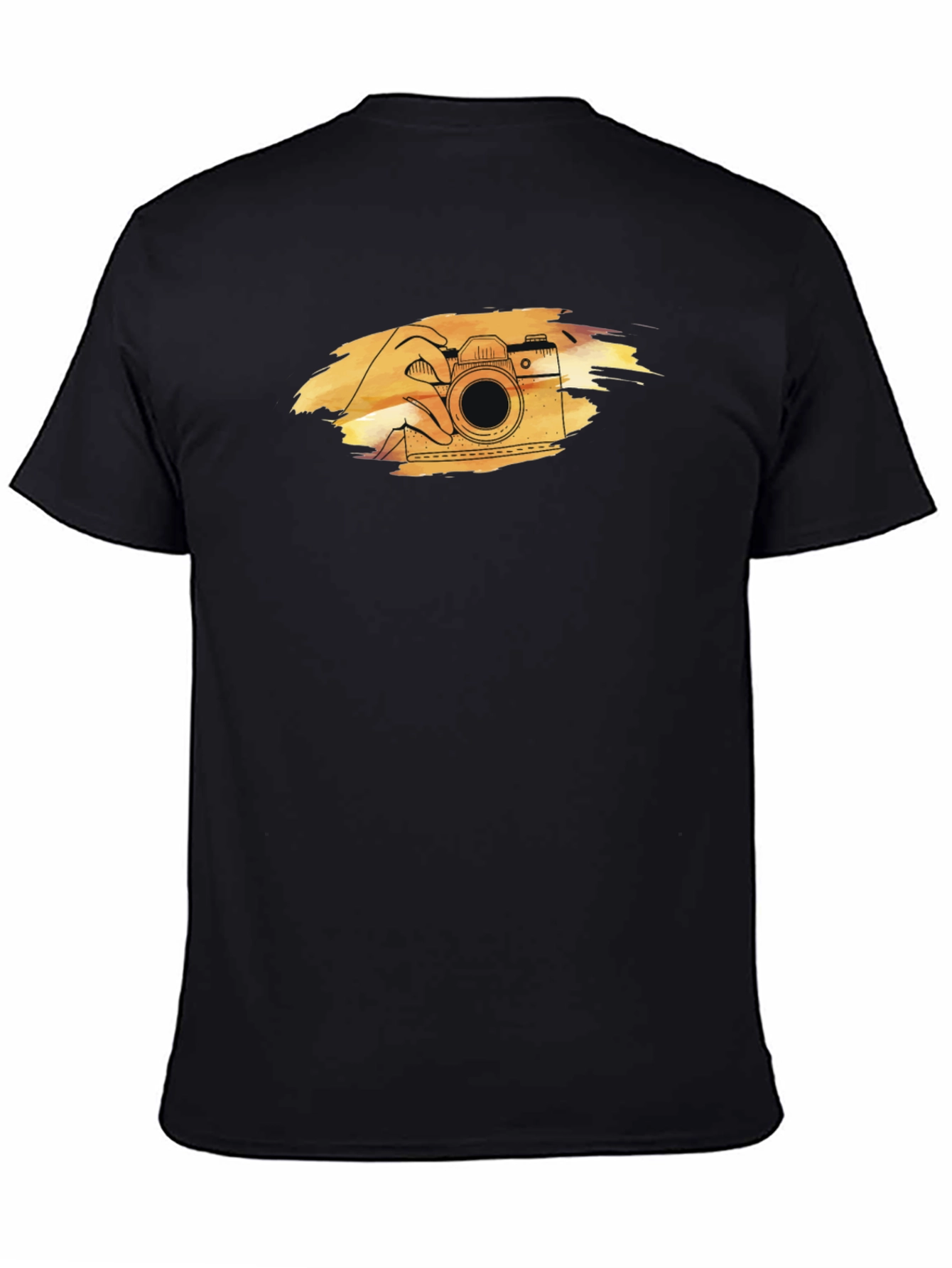 Retro Camera Graphic Tee - Black Cotton T-Shirt
