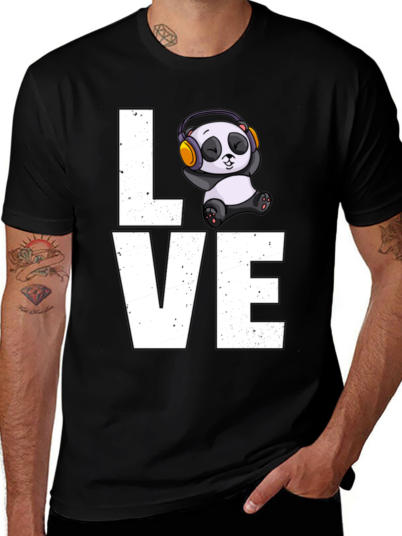 Love Panda T-Shirt - Mens Black Graphic Tee