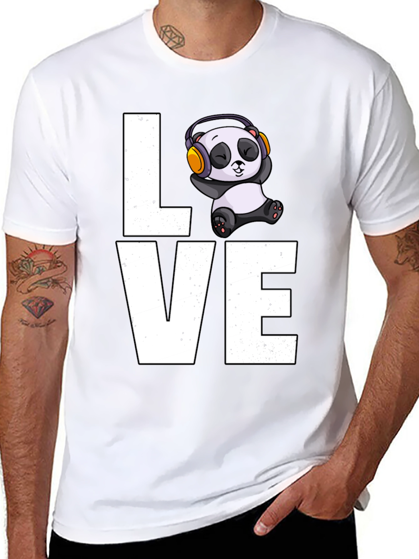 Love Panda T-Shirt - Mens Black Graphic Tee