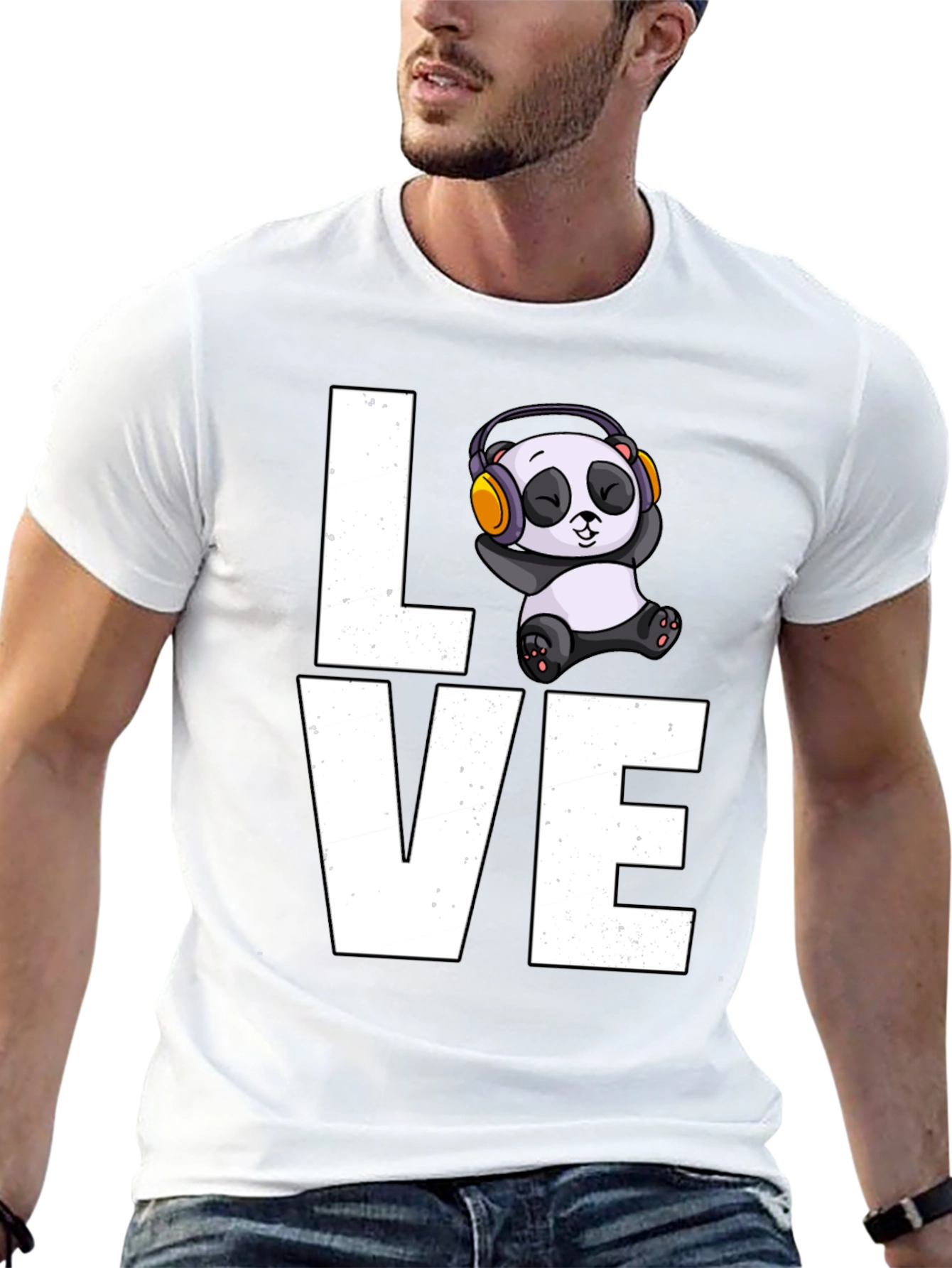 Love Panda T-Shirt - Mens Black Graphic Tee