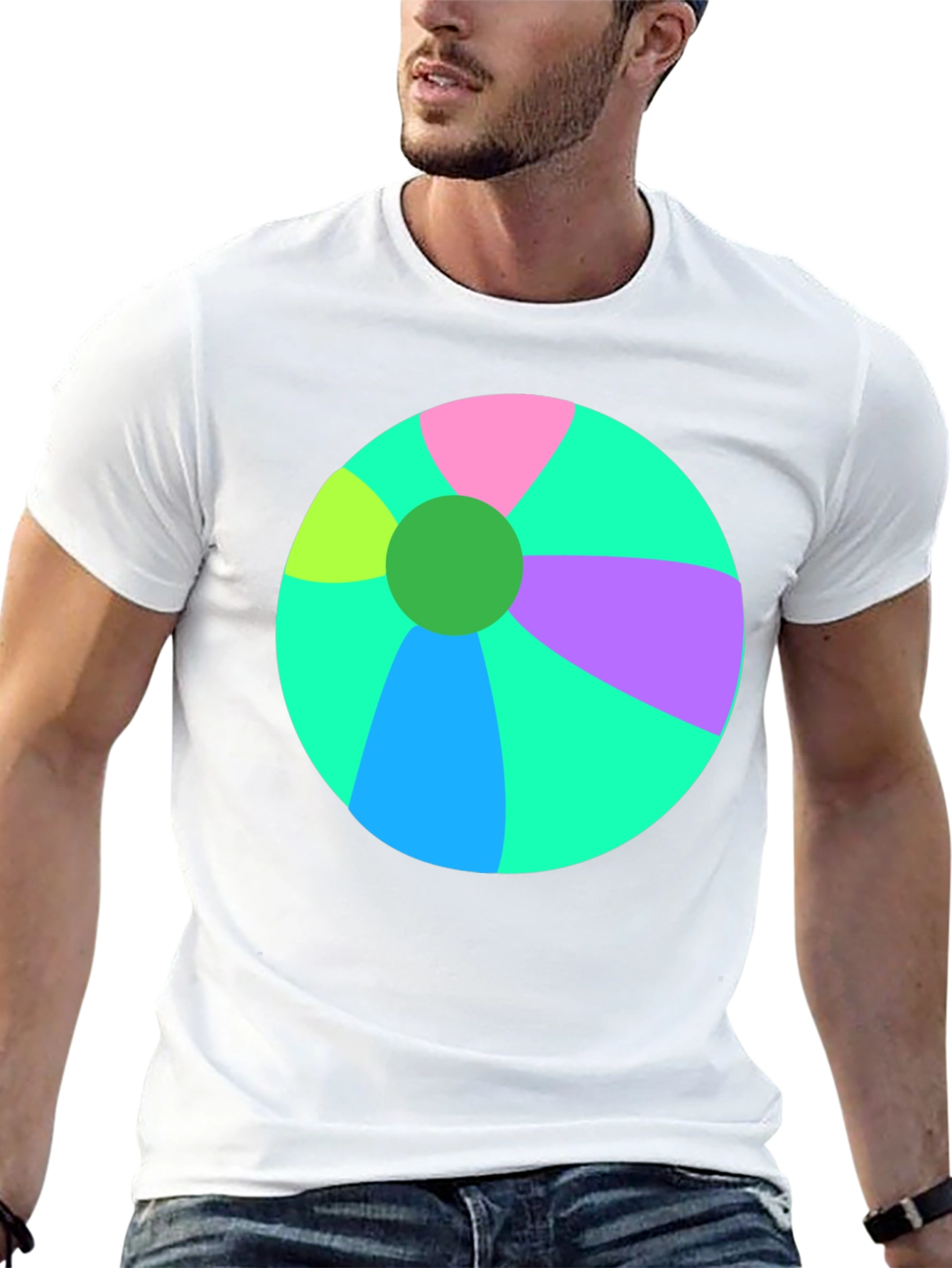 Fun Beach Ball Graphic Tee - Black Casual Shirt