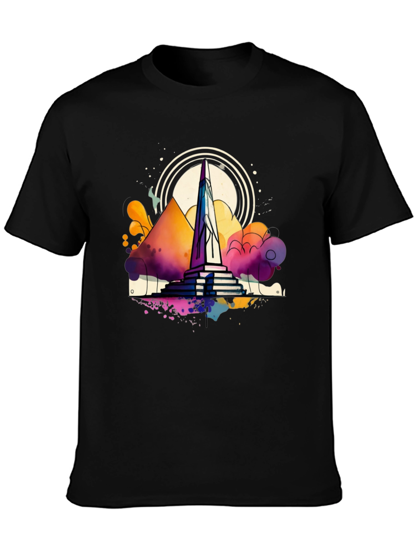 Abstract Obelisk Graphic Tee - Mens Black T-Shirt