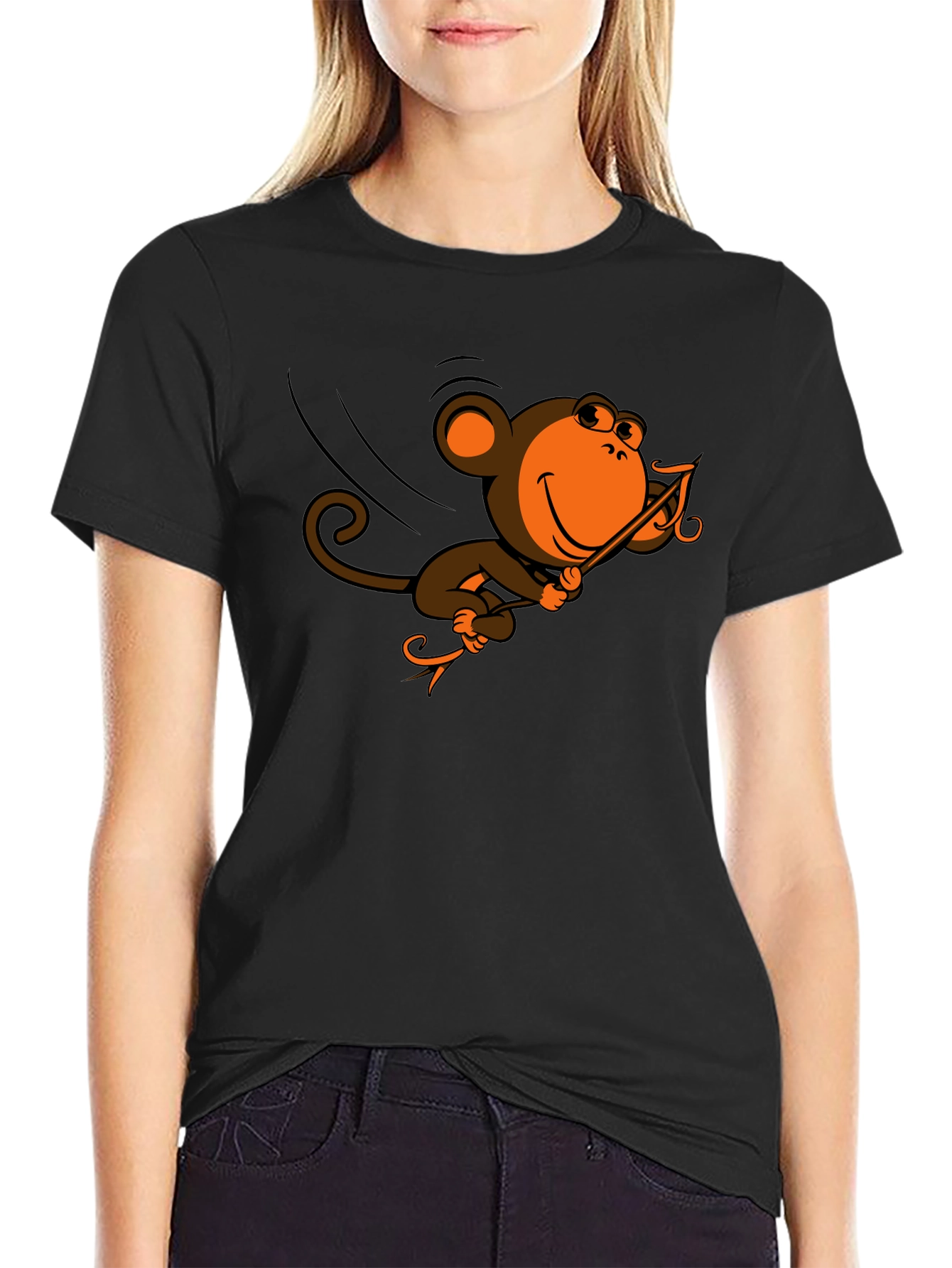 Monkey Swinging T-Shirt - Fun Cartoon Design