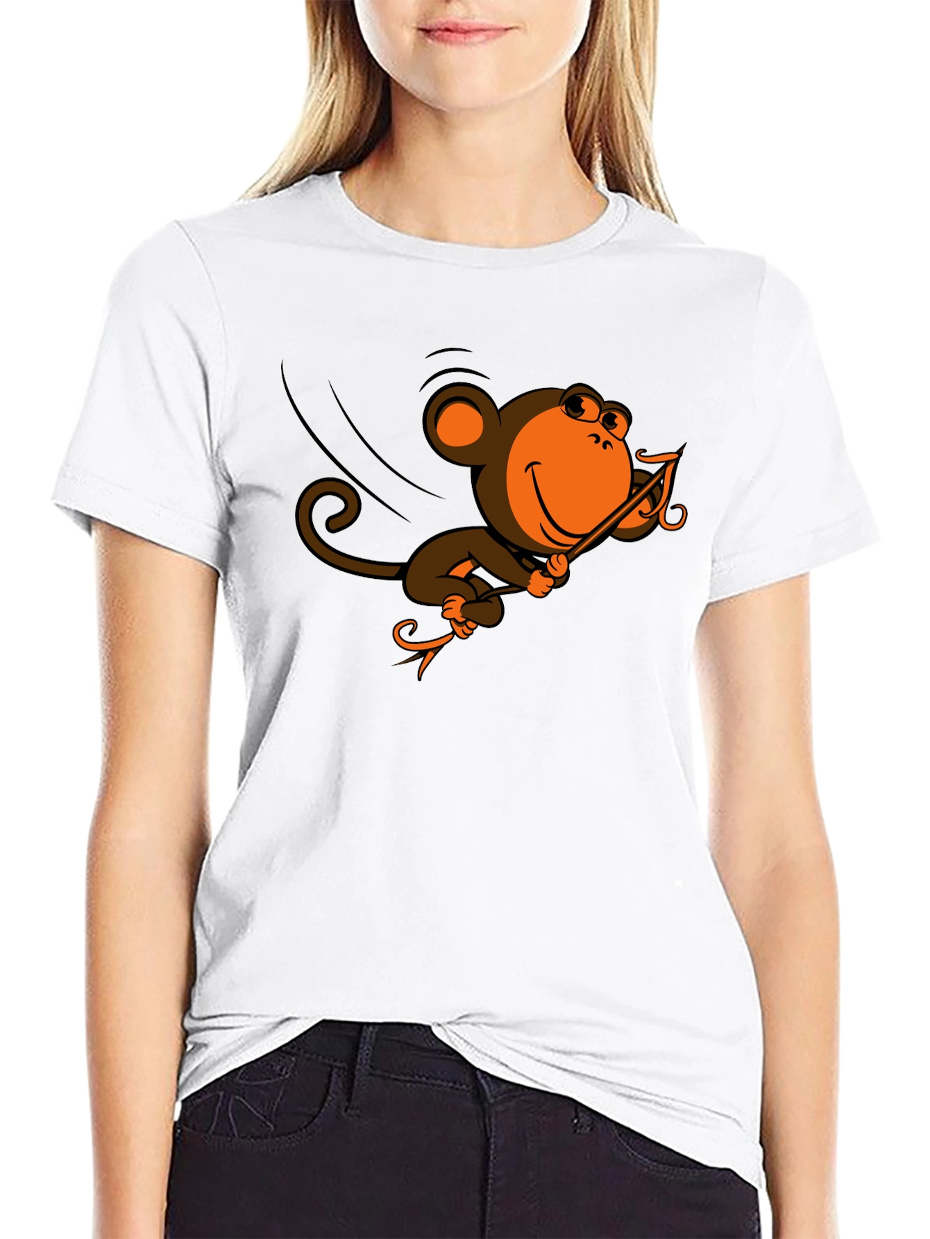 Monkey Swinging T-Shirt - Fun Cartoon Design