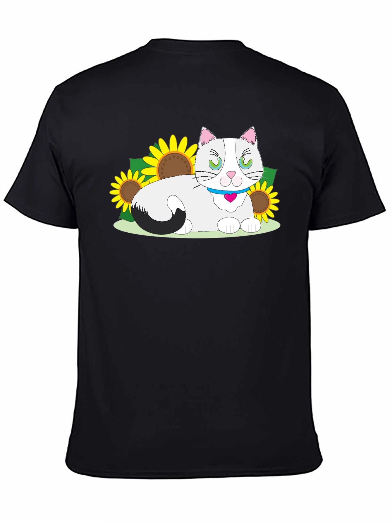 Cat & Sunflower Graphic T-Shirt