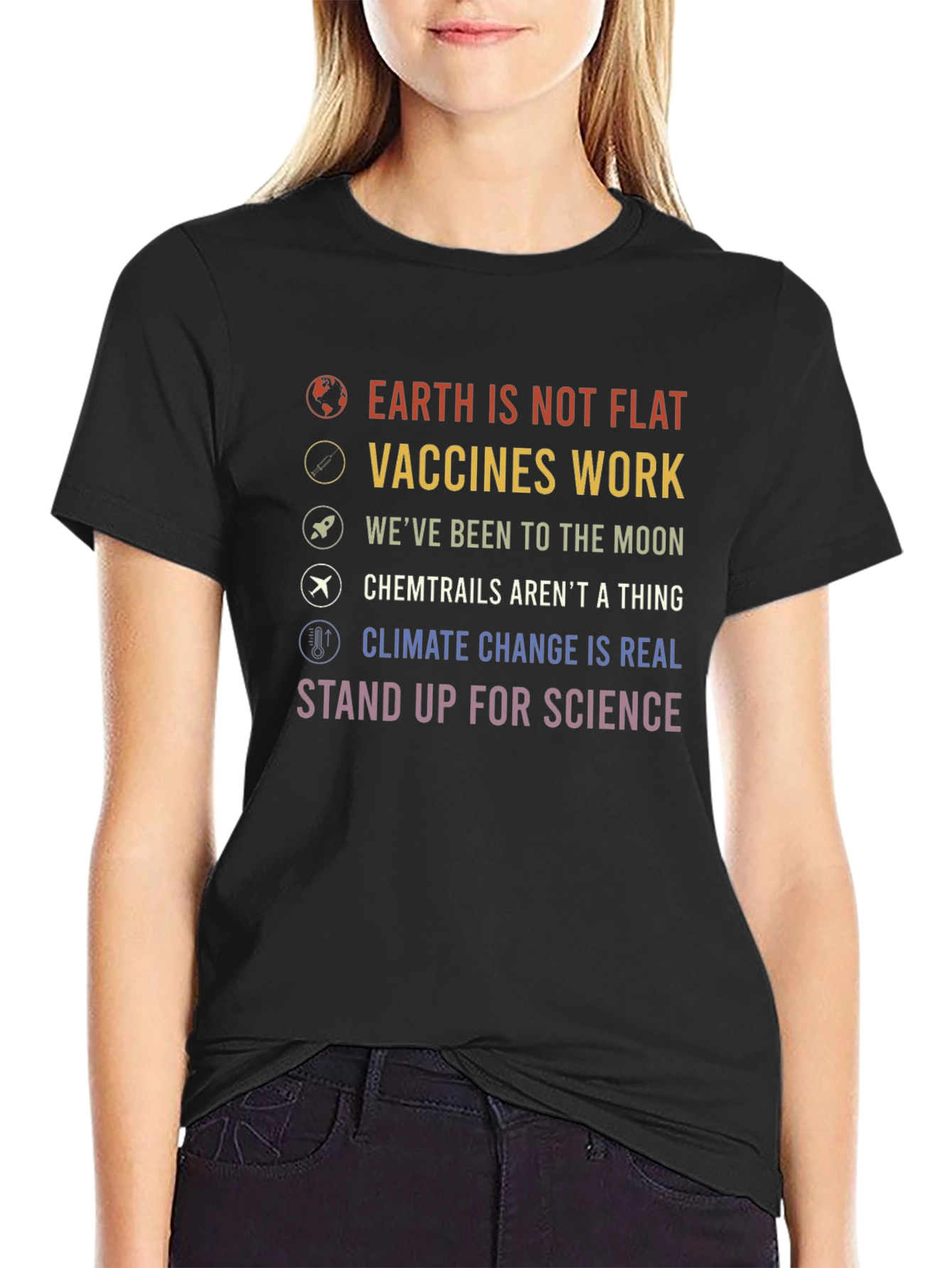 Science Advocacy T-Shirt: Earth Vaccines Moon Climate