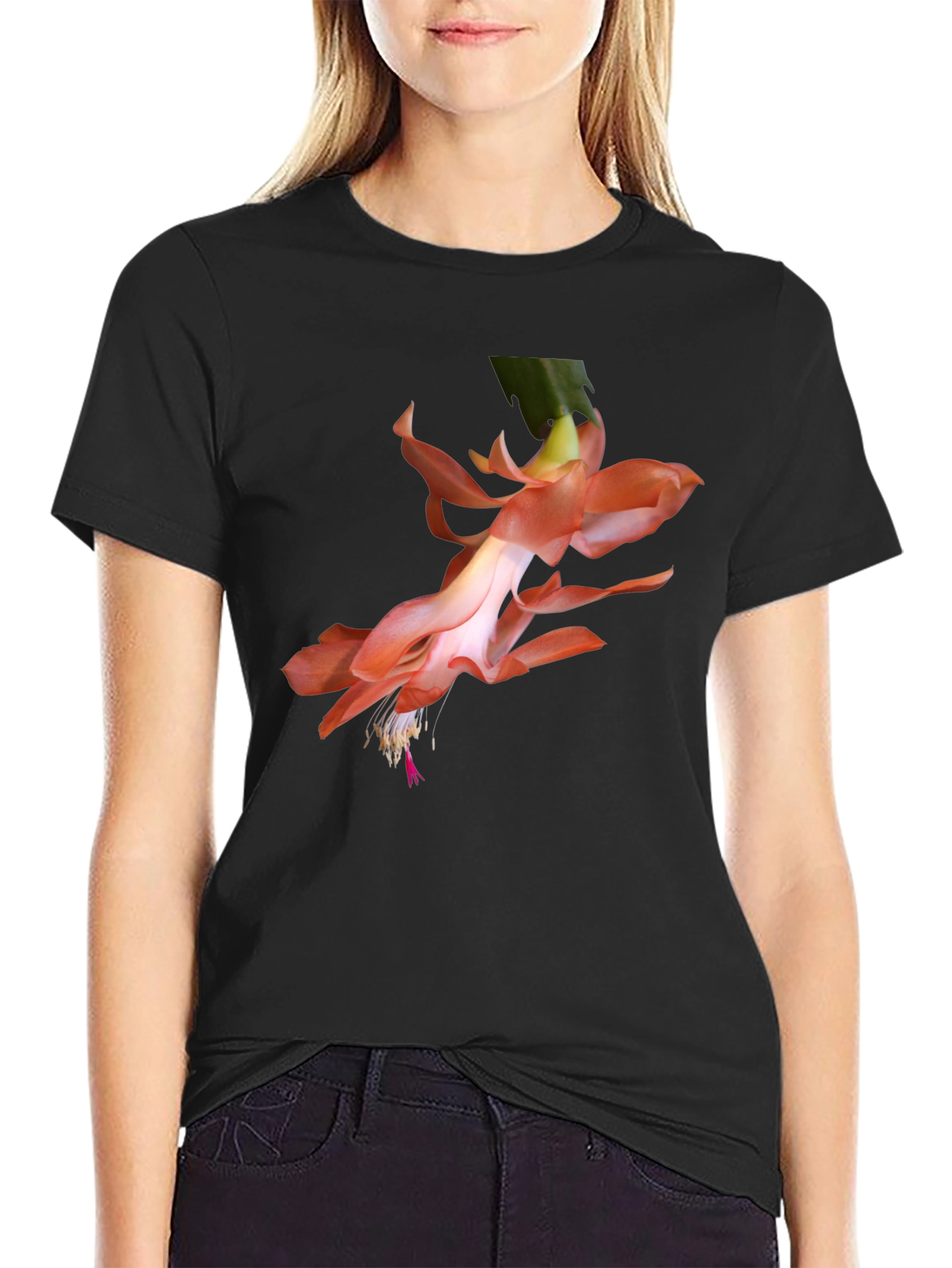 Floral Graphic Tee - Black Casual Shirt