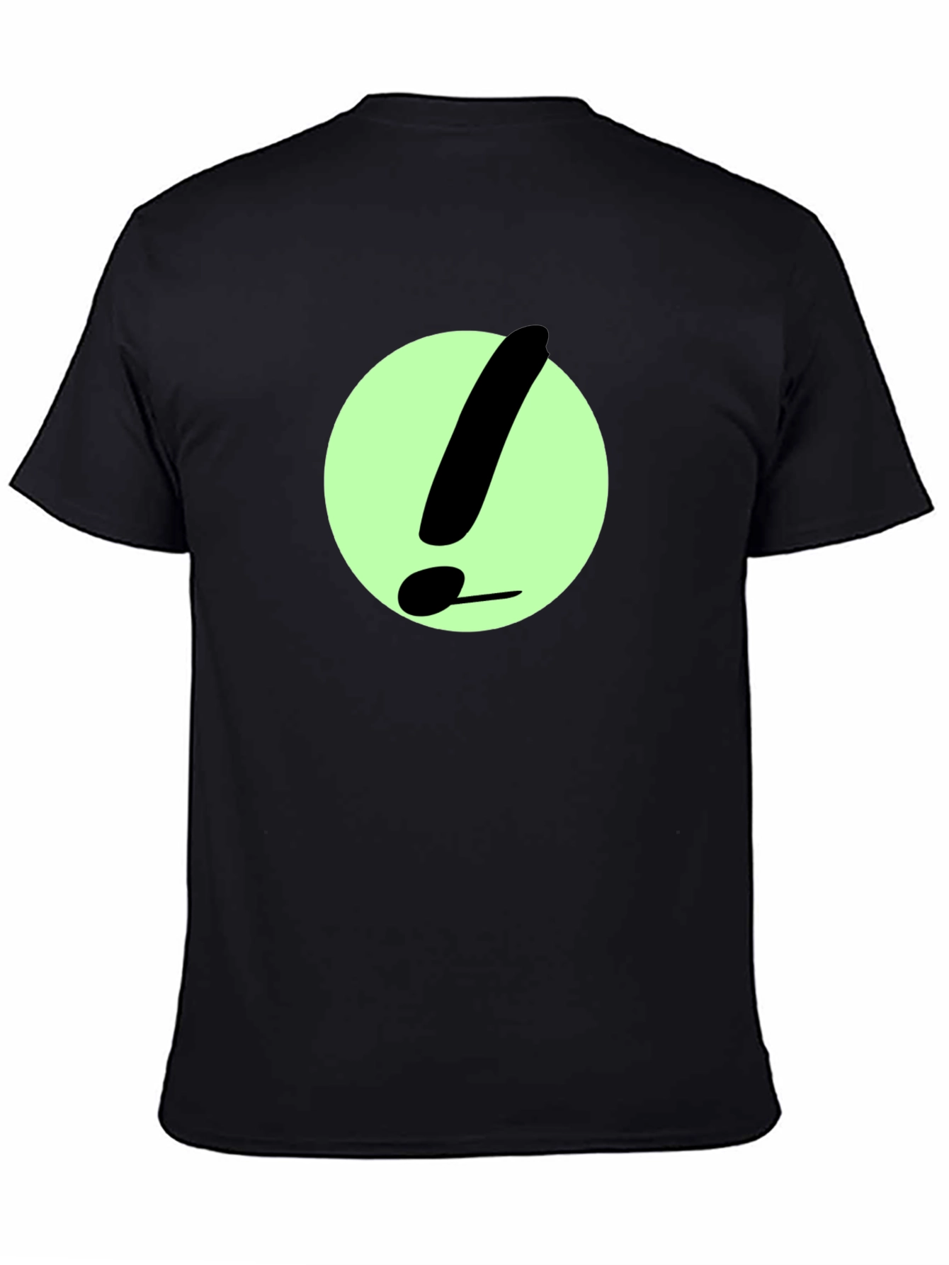 Black T-Shirt with Green Exclamation Point Design