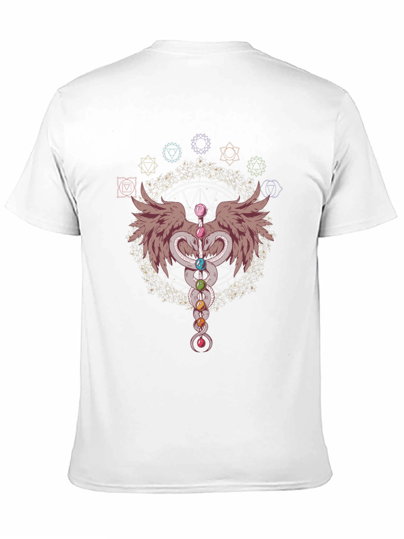 Chakra Snakes & Wings Graphic T-Shirt - Black