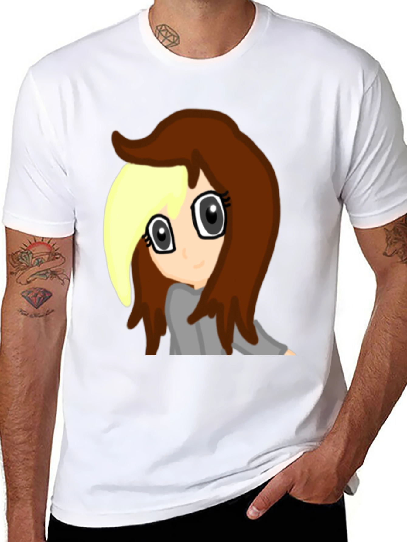 Anime Girl Graphic Tee - Black Cotton Comfort