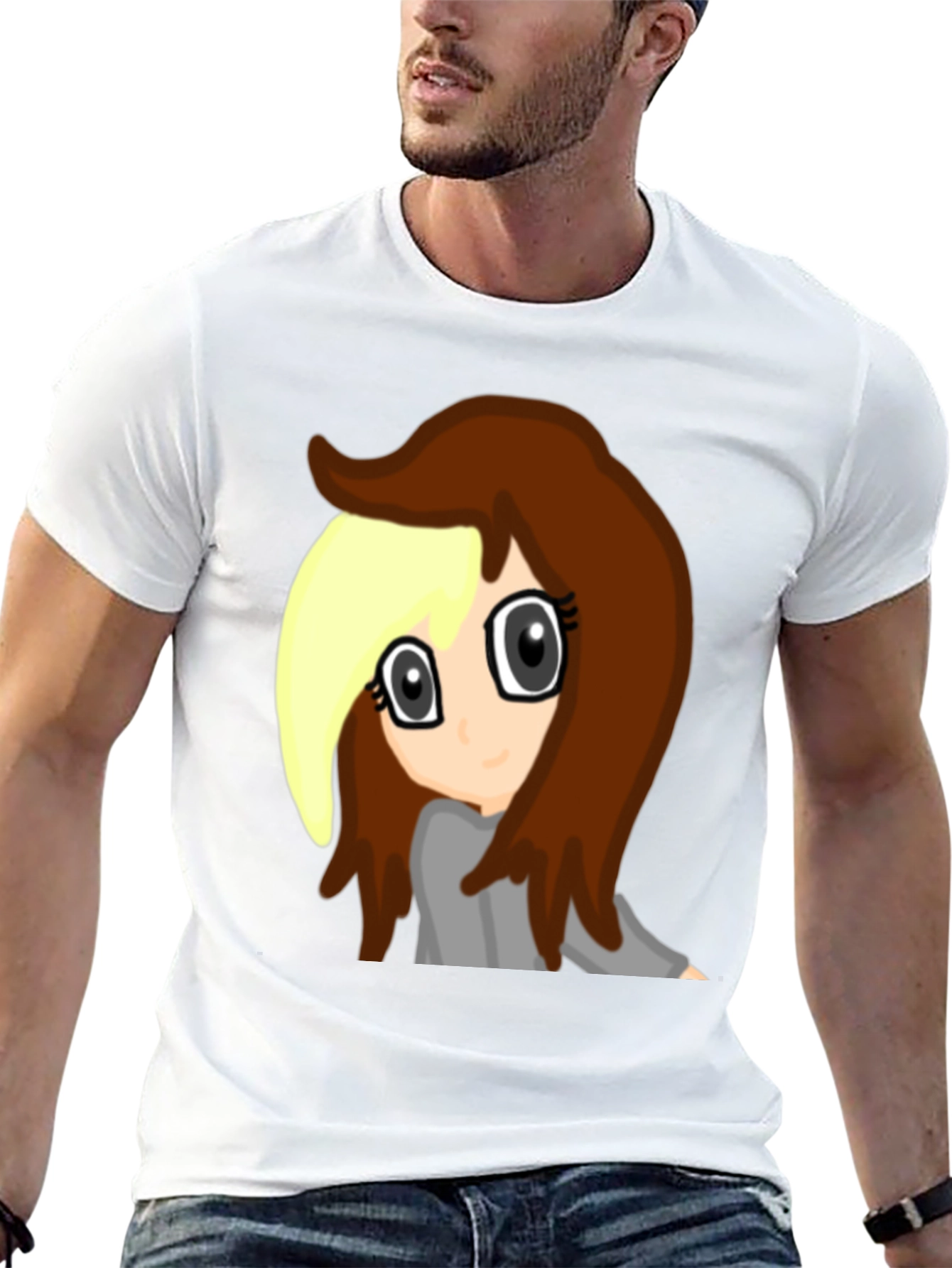 Anime Girl Graphic Tee - Black Cotton Comfort
