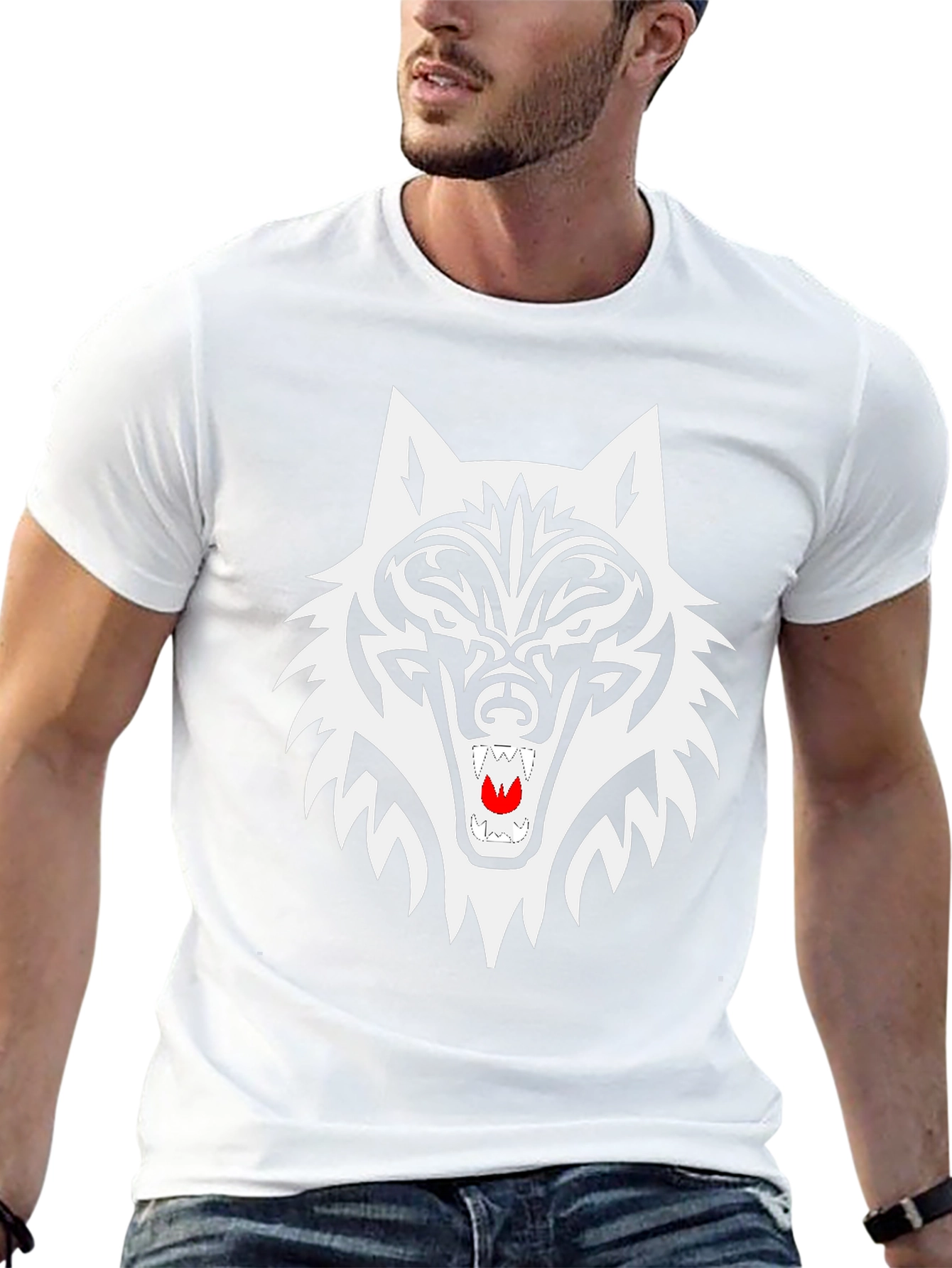 Black Wolf Graphic Tee - Tribal Style