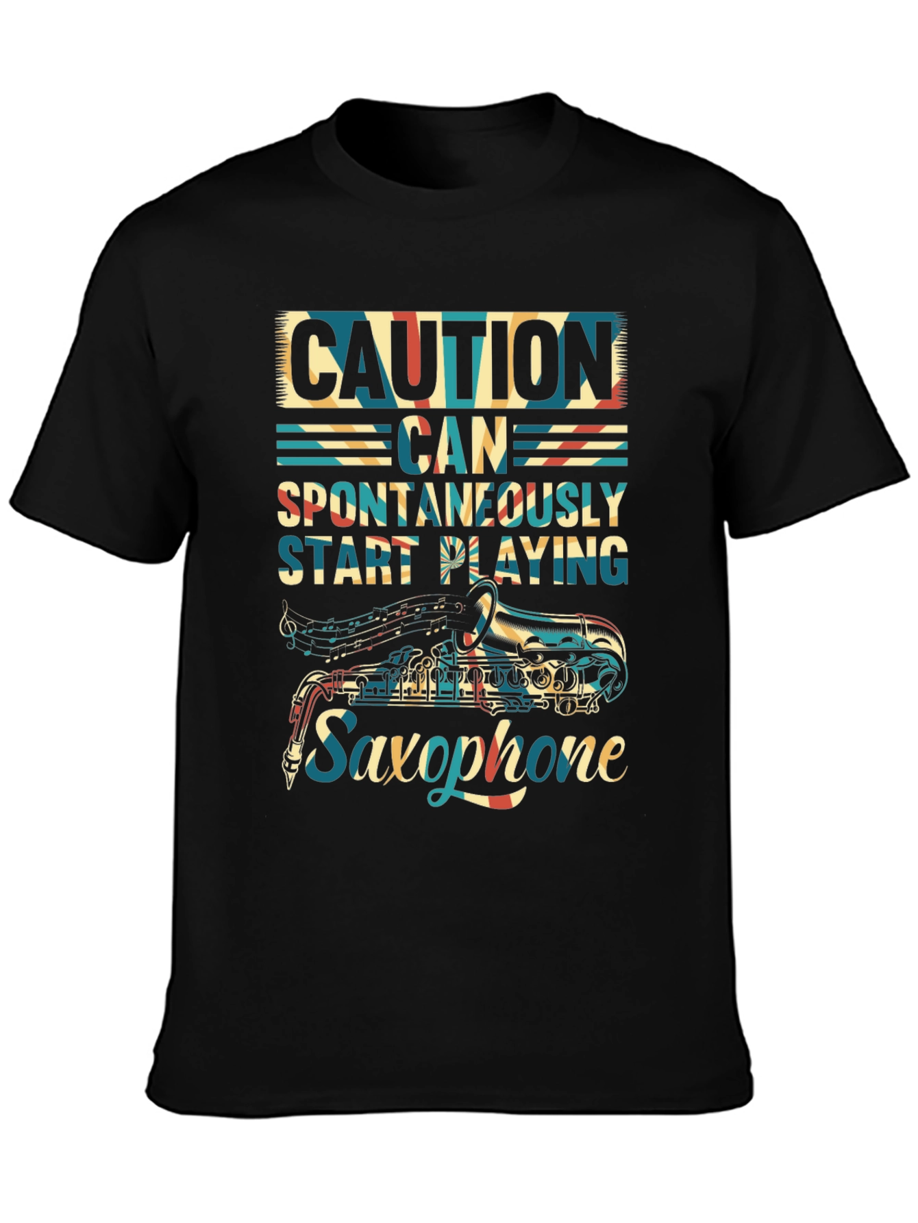 Caution Saxophone T-Shirt - Musician Gift
