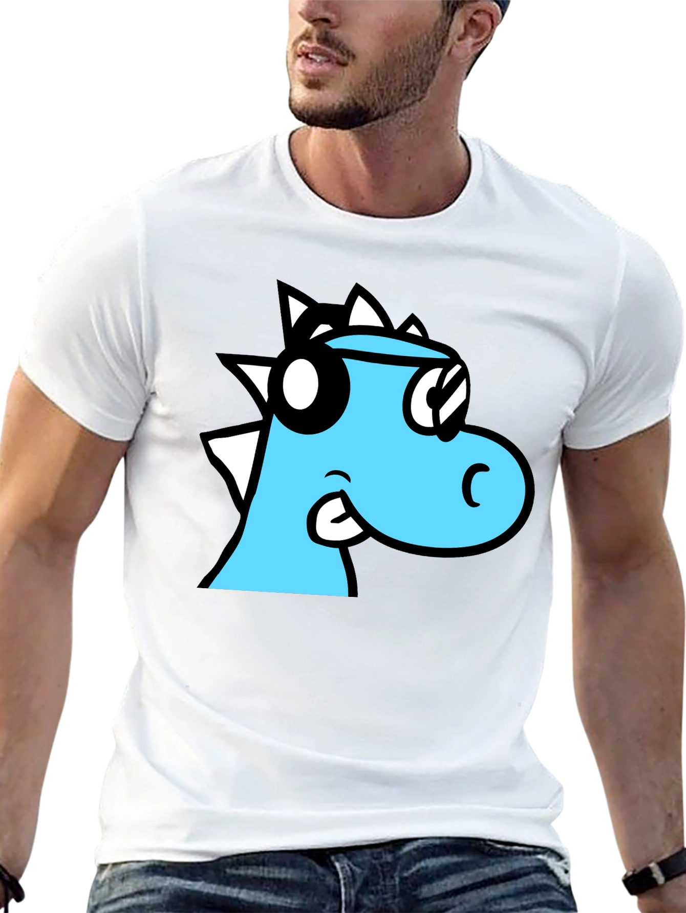 Cool Cartoon Dino Black T-Shirt