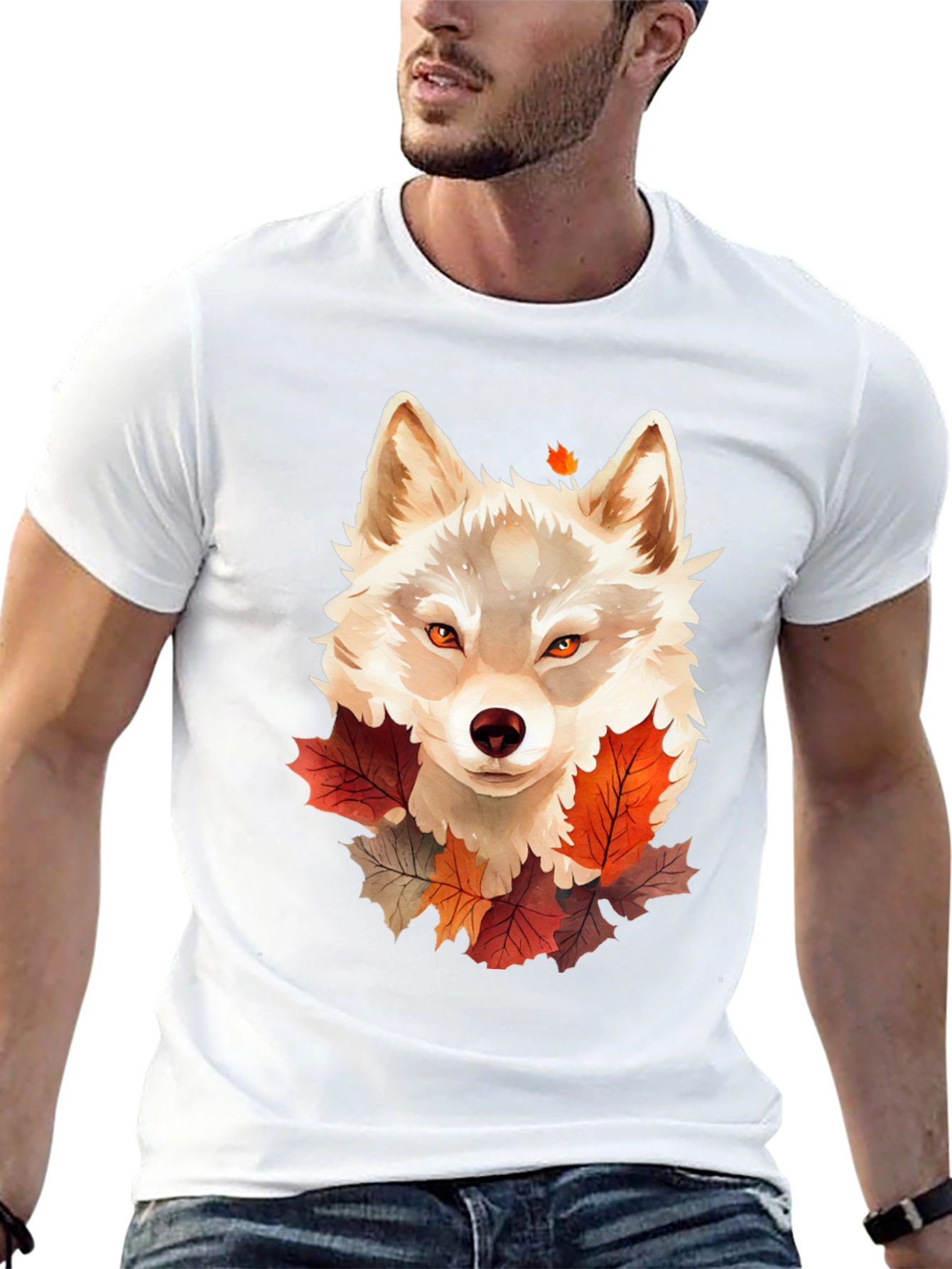 Autumn Wolf Graphic Tee - Stylish Fall Design