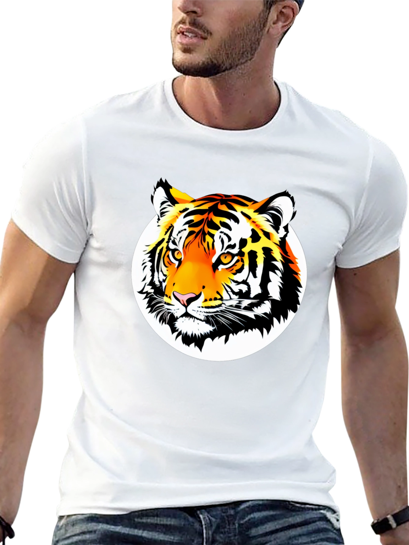 Bold Tiger Graphic Tee - Premium Black Cotton