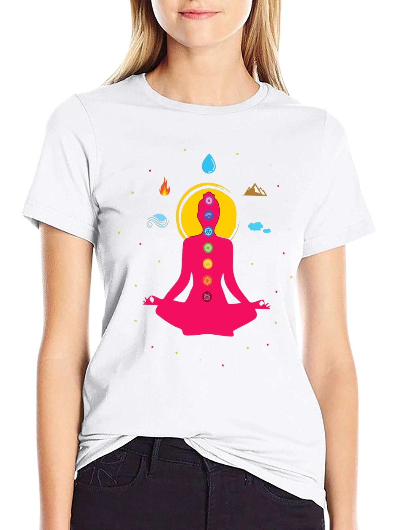 Chakra Meditation Graphic Tee - Black