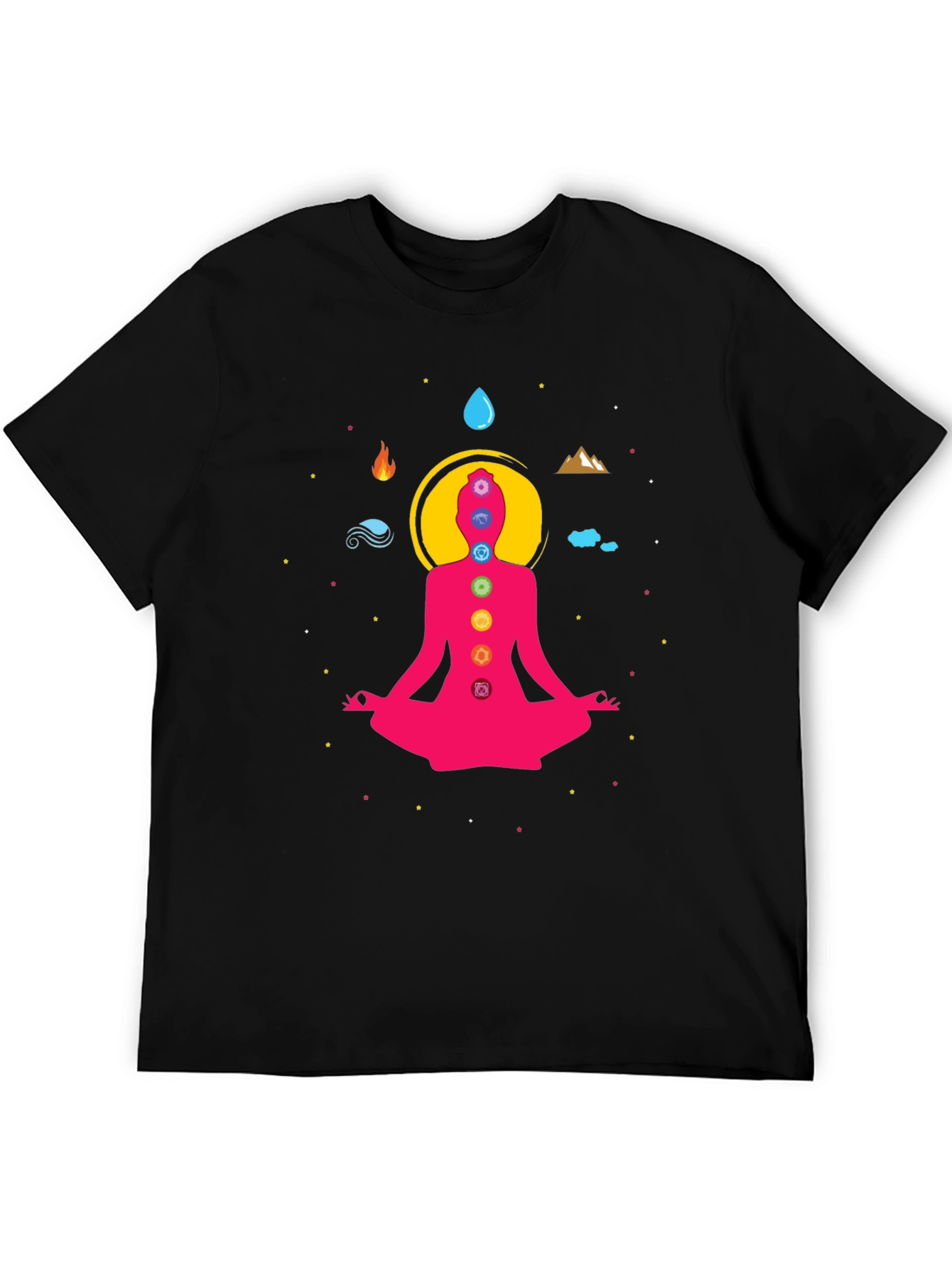 Chakra Meditation Graphic Tee - Black