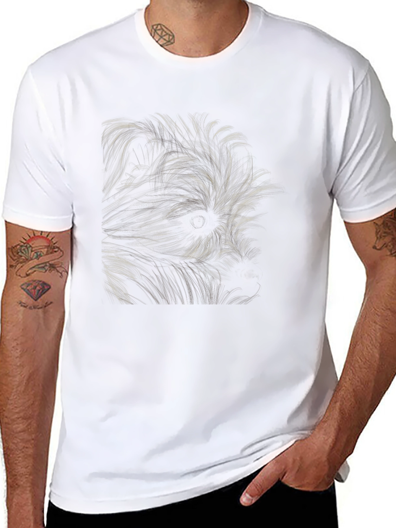 Abstract Dog Graphic Black T-Shirt