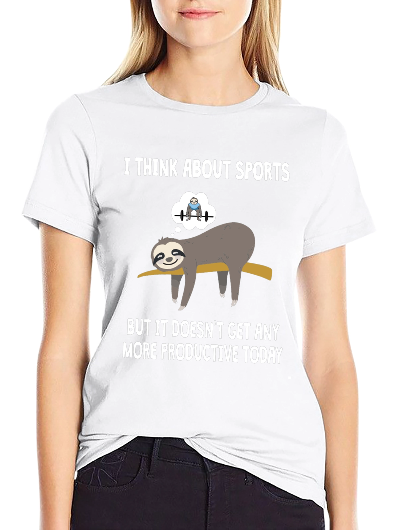 Funny Sloth Gym T-Shirt: I Think About Sports
