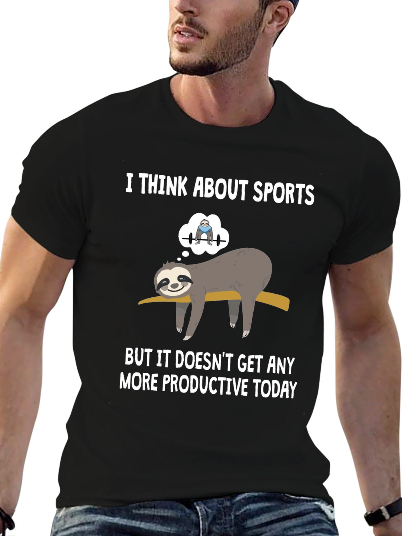 Funny Sloth Gym T-Shirt: I Think About Sports