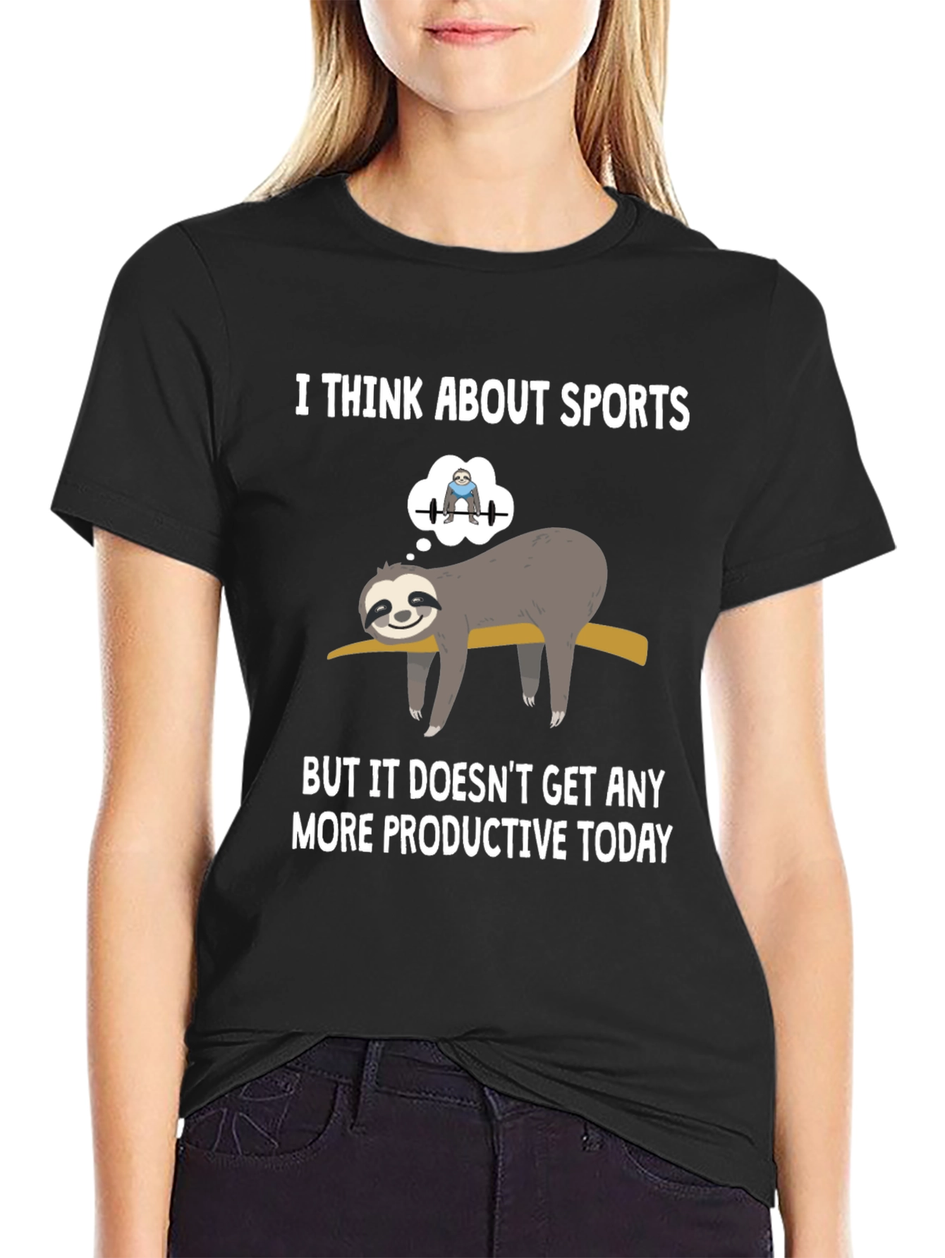 Funny Sloth Gym T-Shirt: I Think About Sports