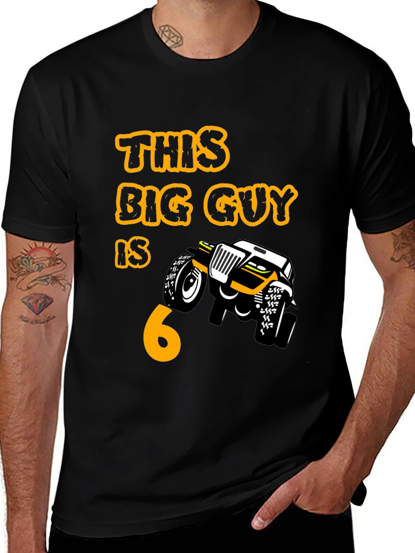Birthday Boy 6 T-shirt Monster Truck Black