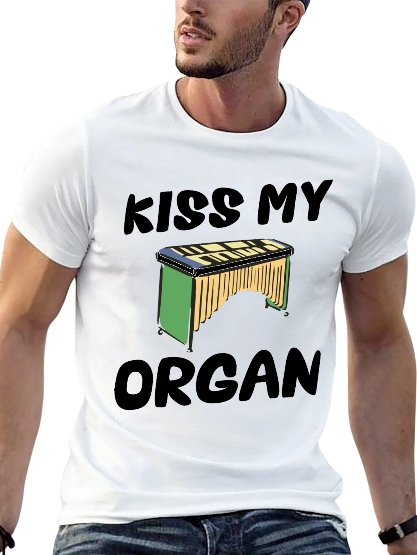 Kiss My Organ T-Shirt - Novelty Music Tee