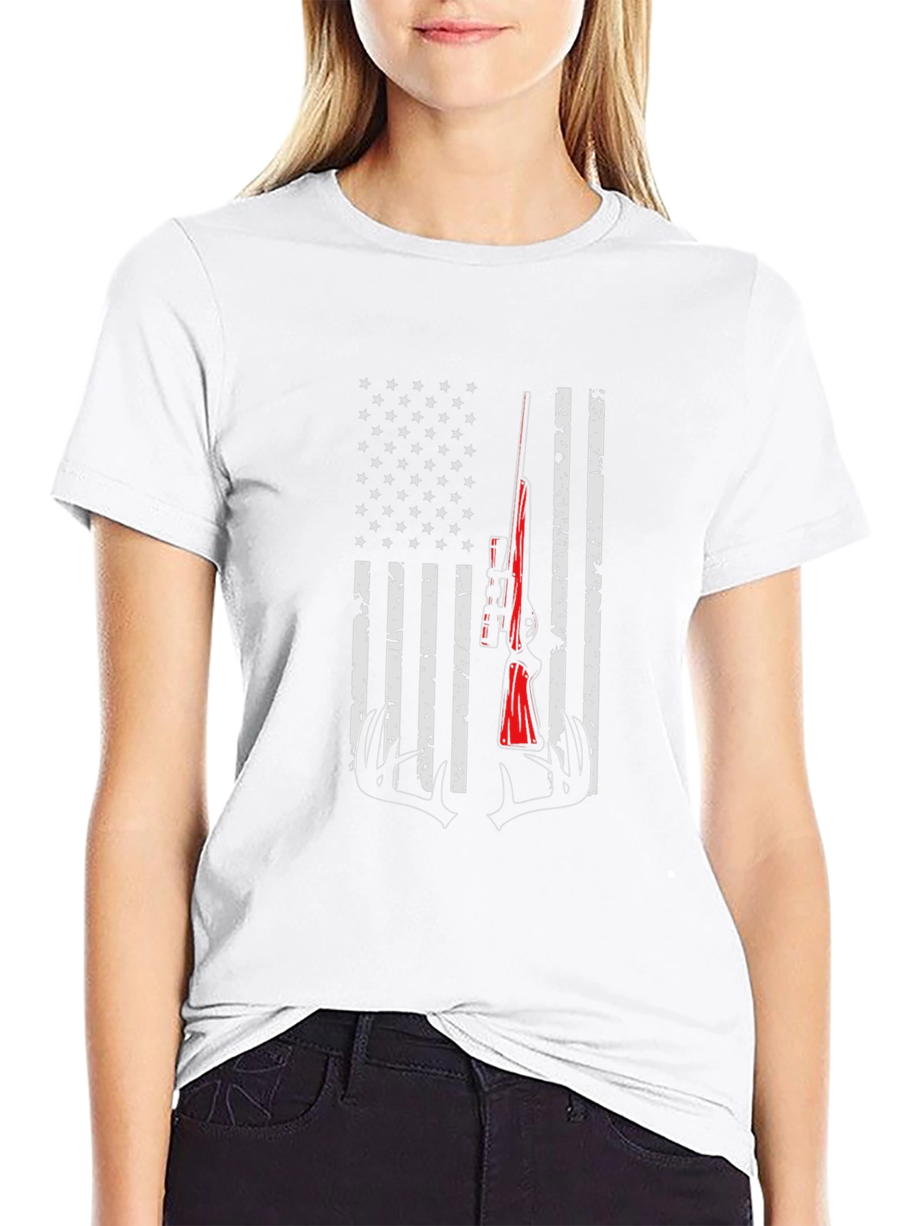 American Flag Hunting Rifle T-Shirt